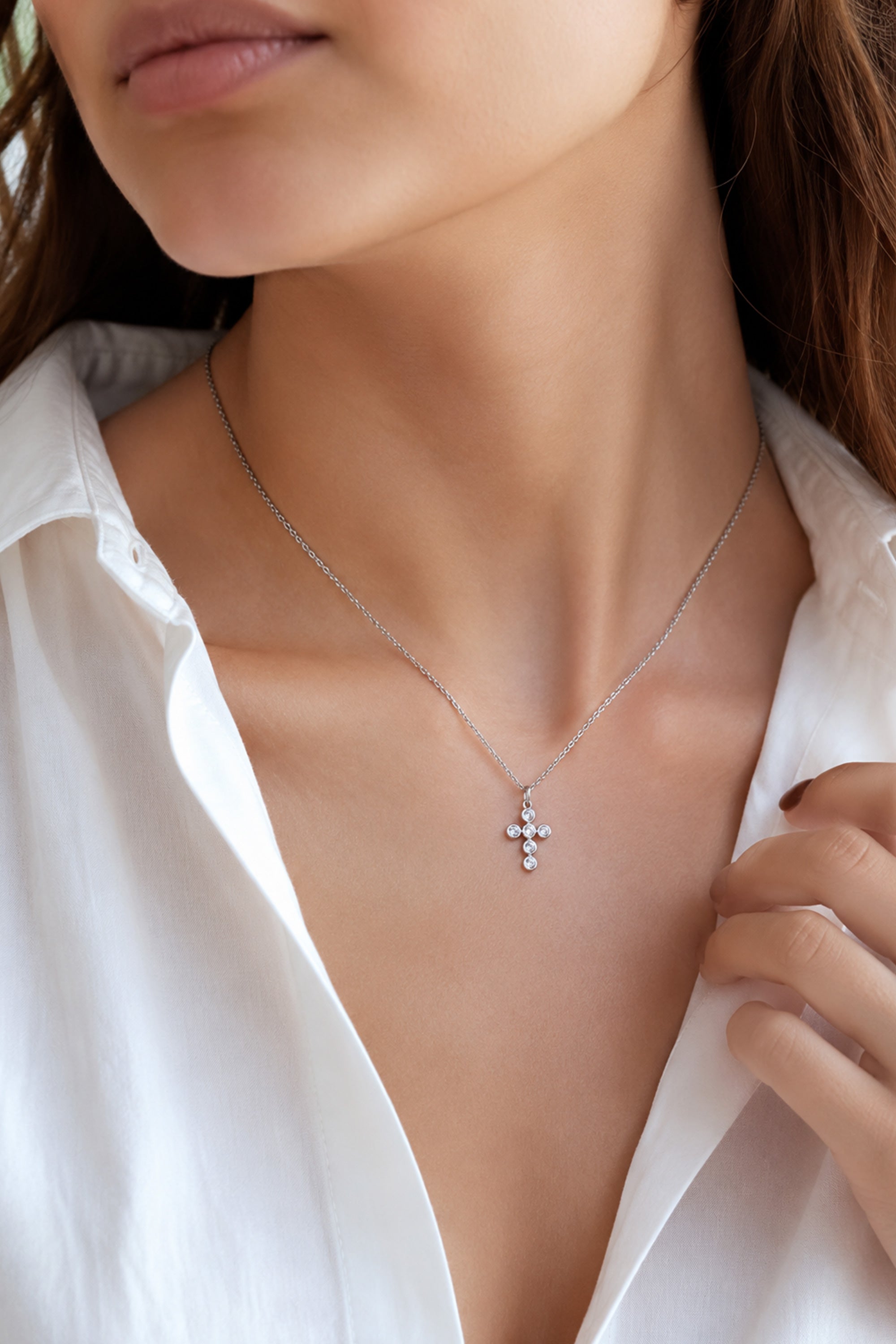 Flux Cross Necklace Silver