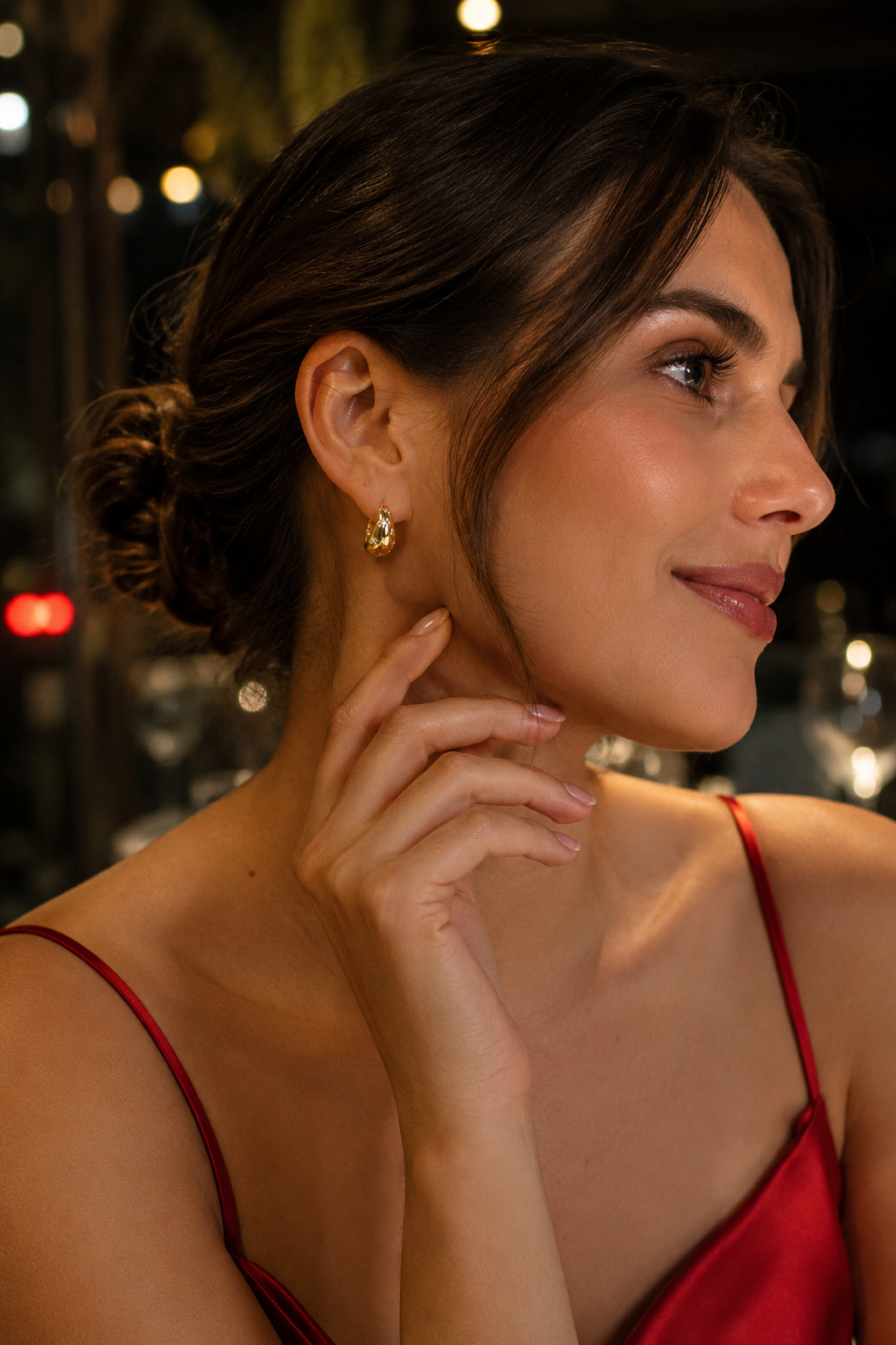 Star Engraved Teardrop Earrings Gold