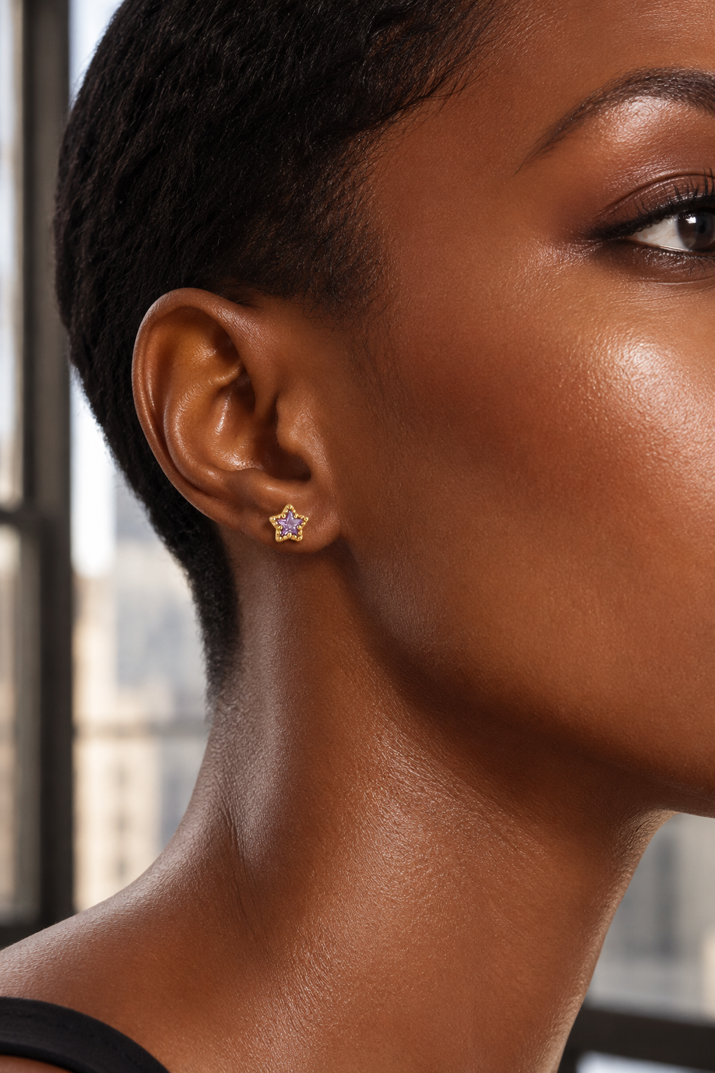 Star Purple Studs Gold