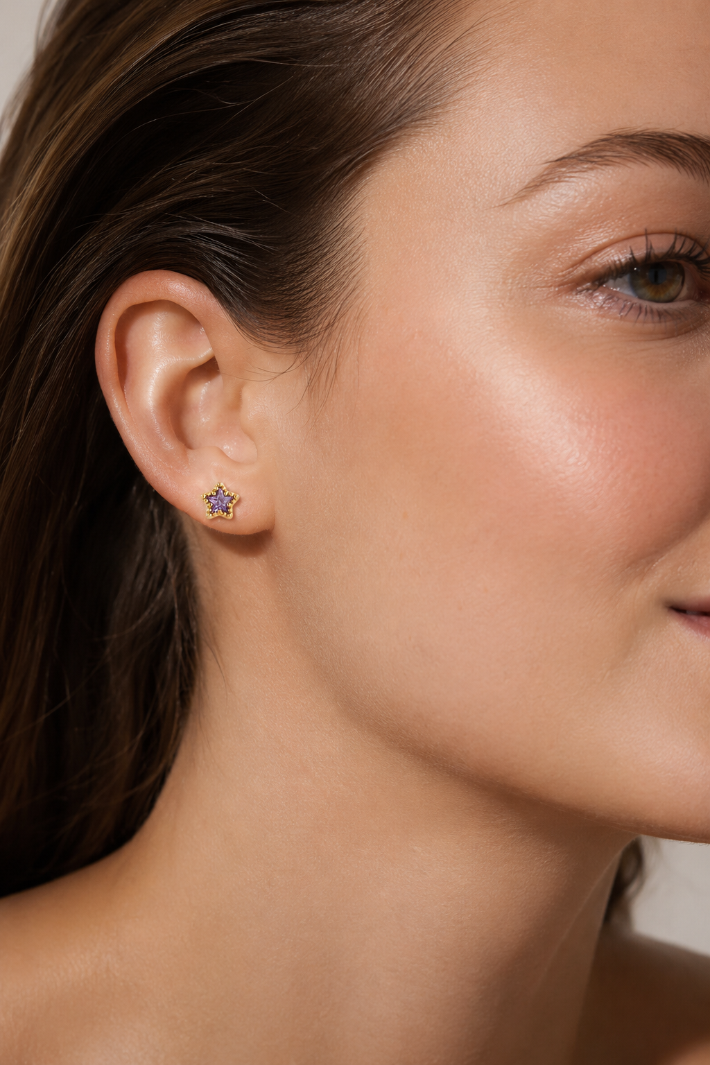 Star Purple Studs Gold