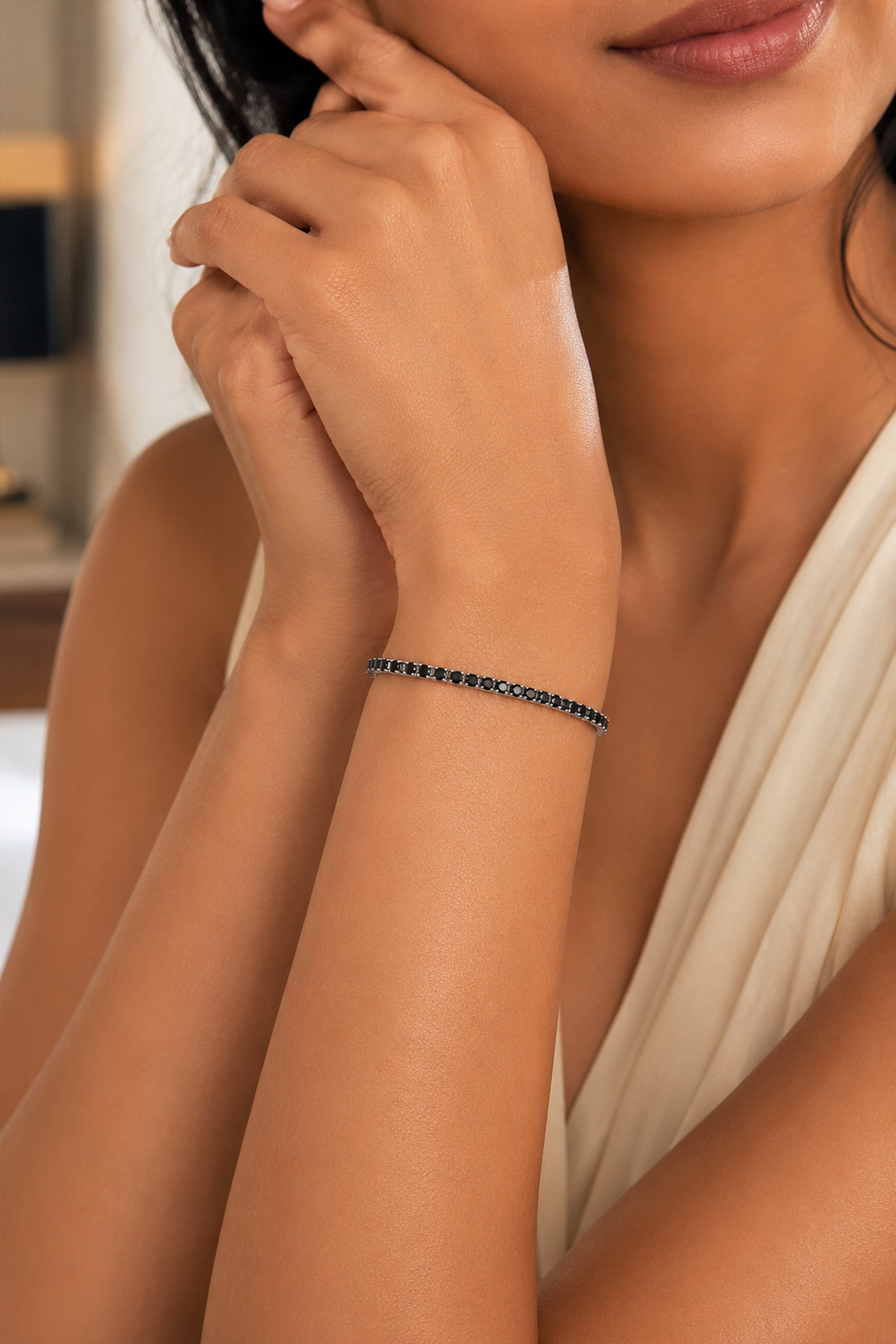 Noir Tennis Bracelet Silver