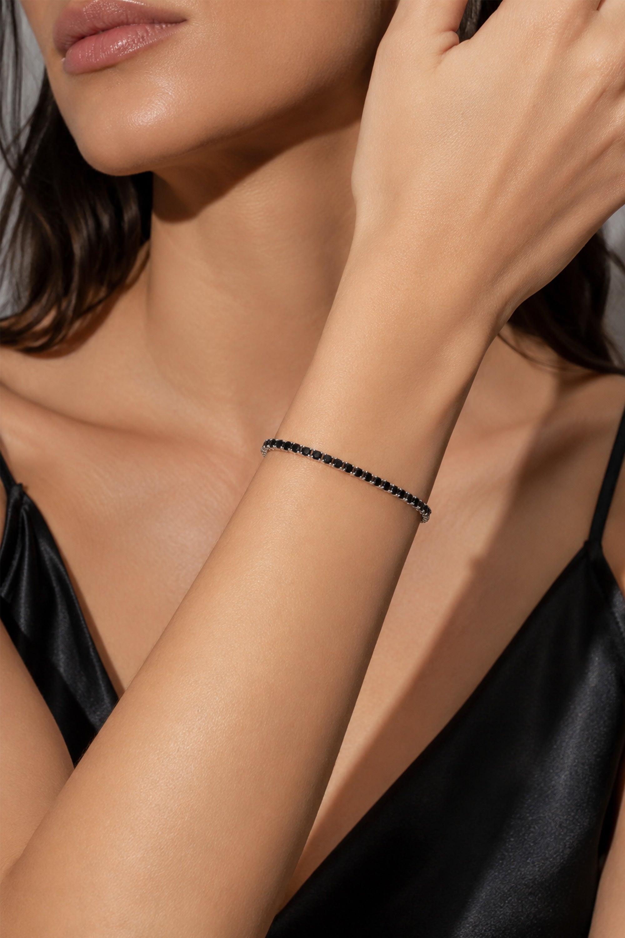 Noir Tennis Bracelet Silver