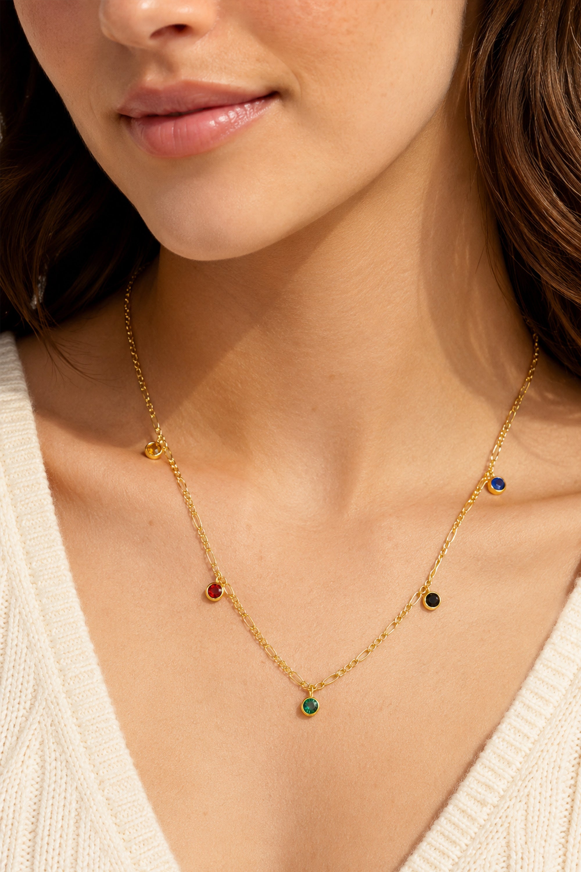Gem Drop Necklace Gold