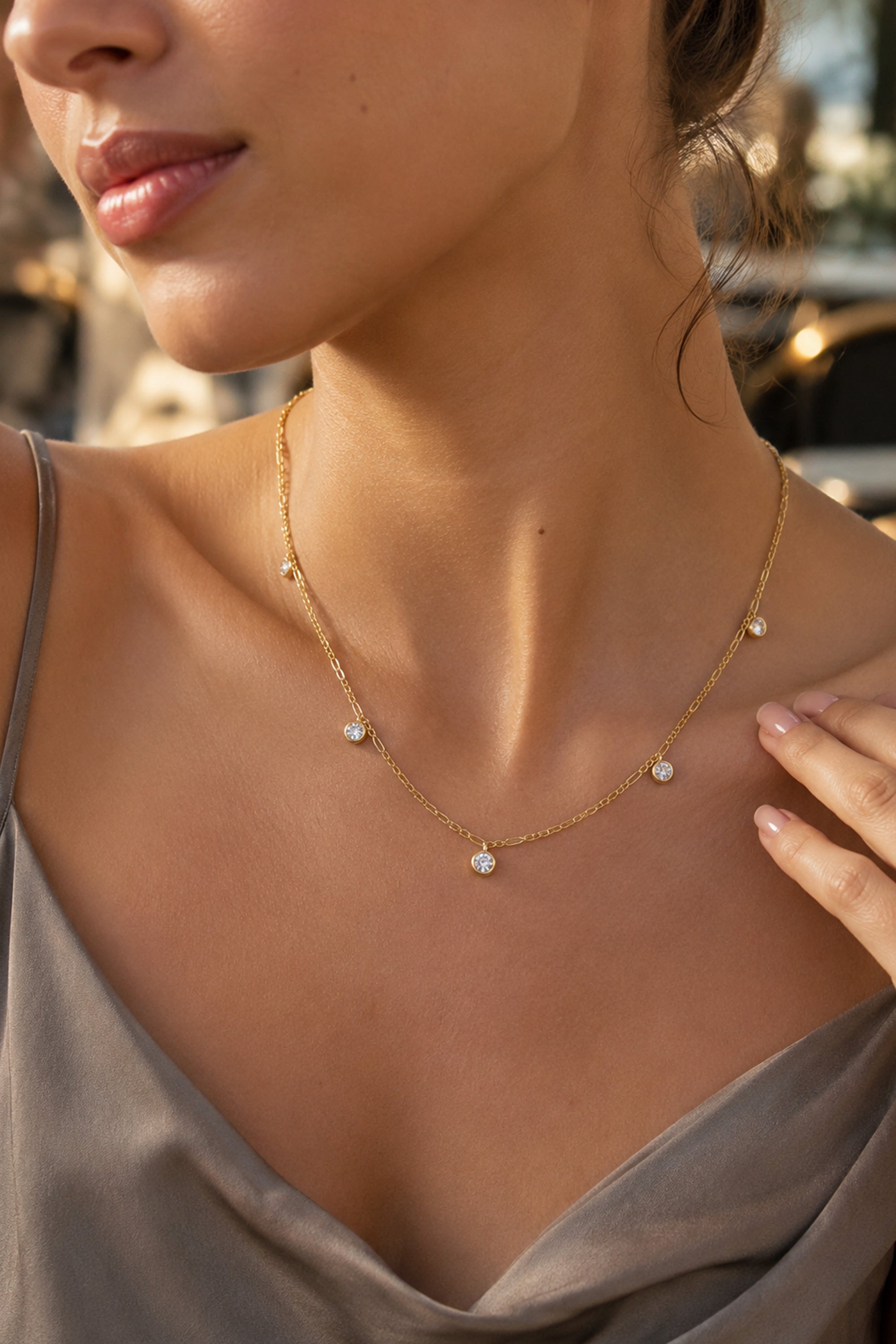 Aura CZ Necklace Gold