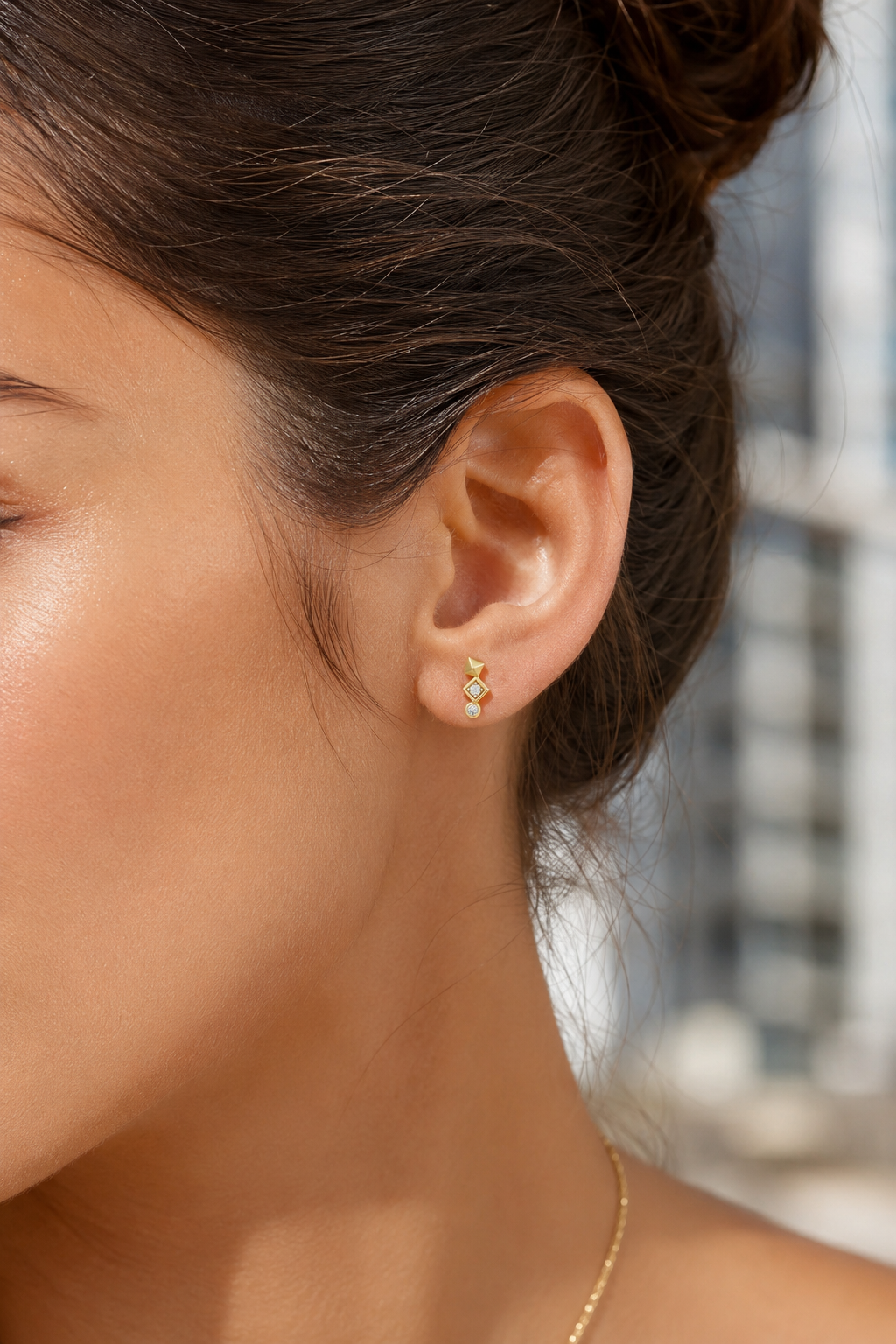 Axis Stud Earrings Gold