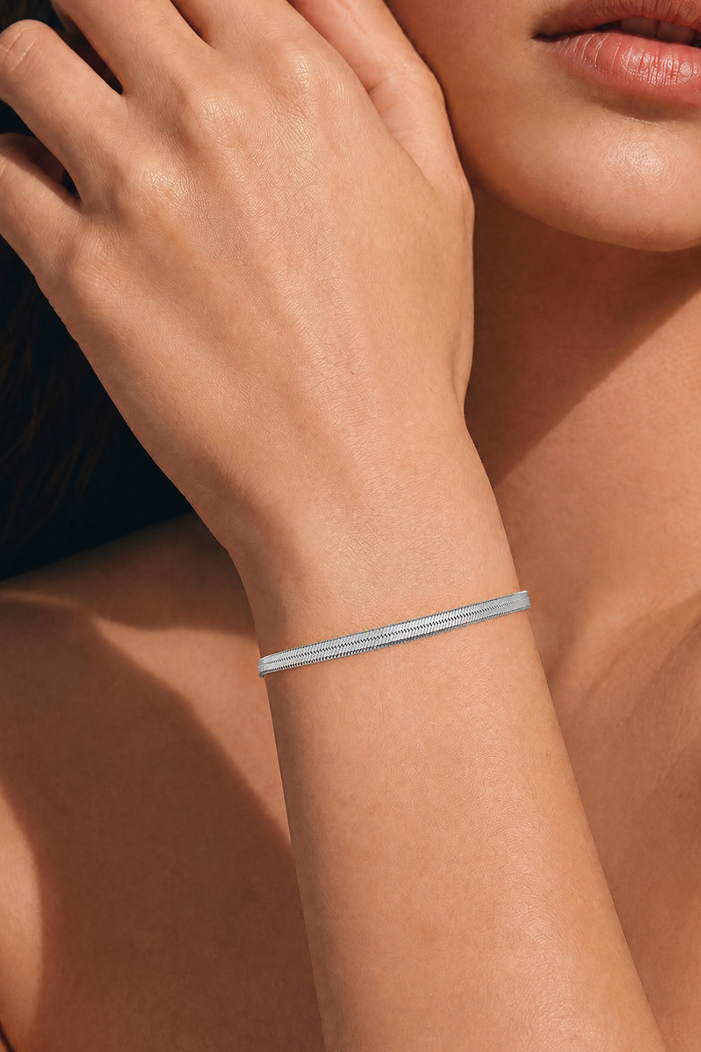 Herringbone Bracelet Silver – silver-colour herringbone bracelet jewellery