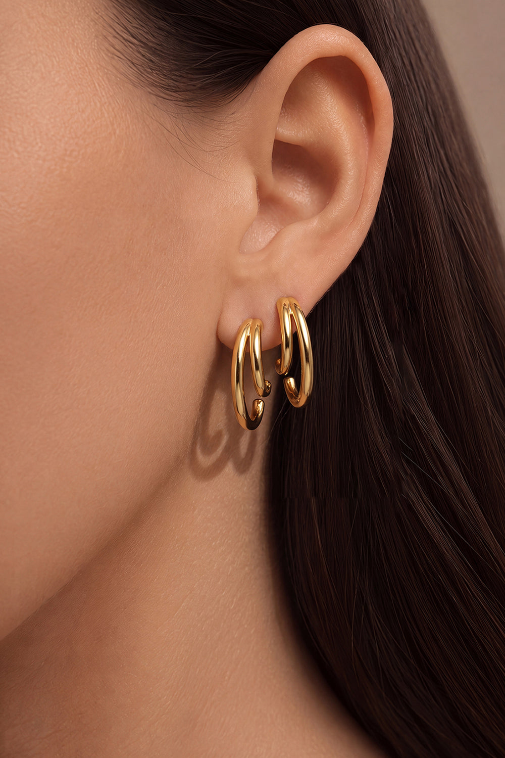 Dual Curve Hoops Gold – gold plated hoop earrings jewellery