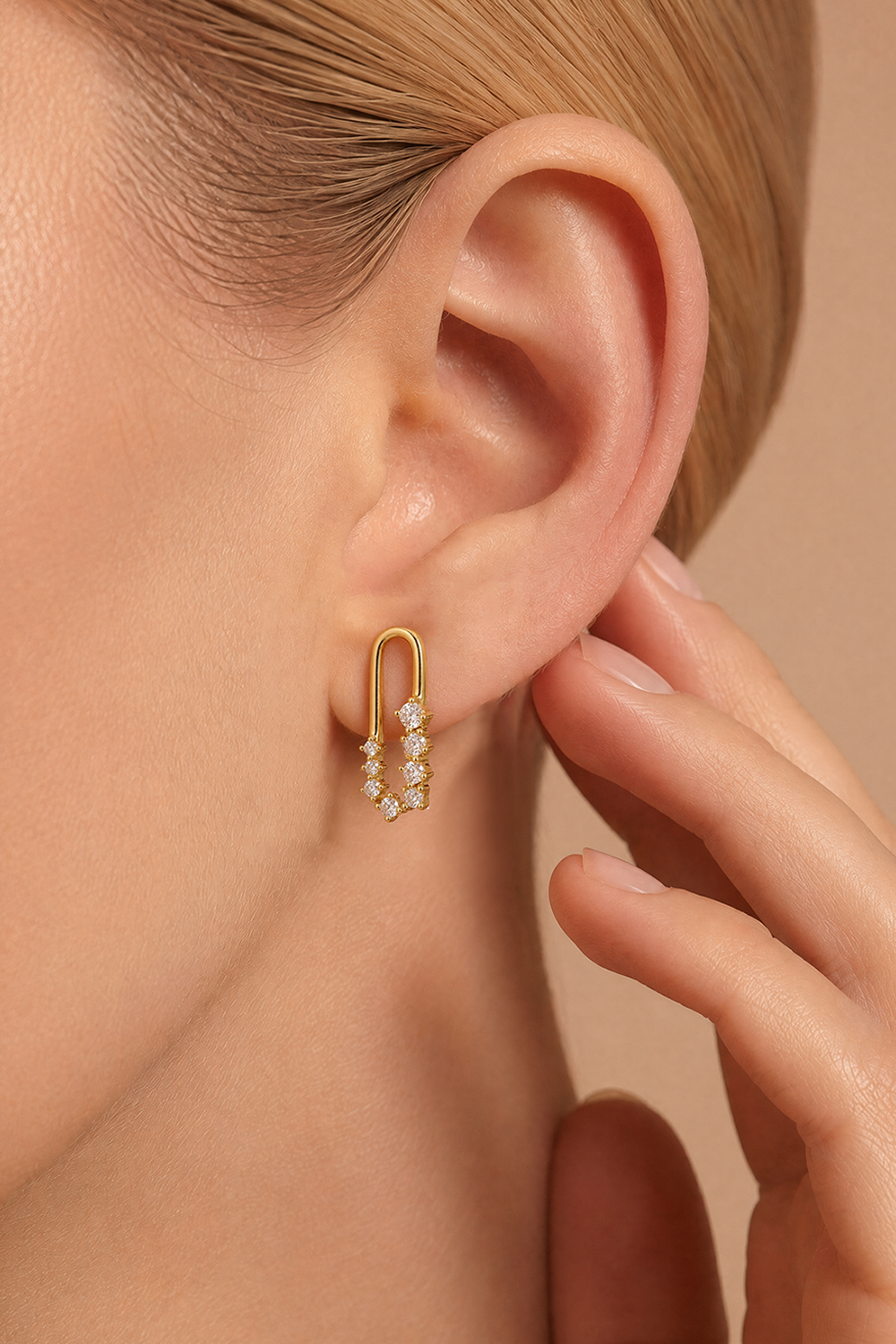 Luminous U Zircon Studs Gold – gold plated zircon stud earrings jewellery