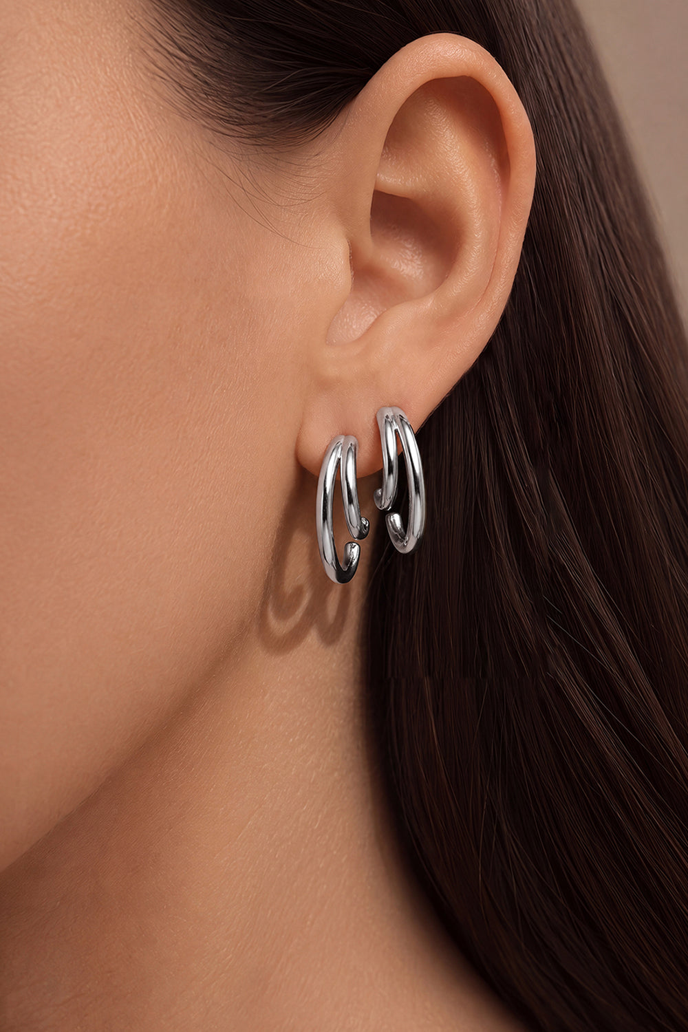 Dual Curve Hoops Silver – silver-colour dual curve hoop earrings jewellery
