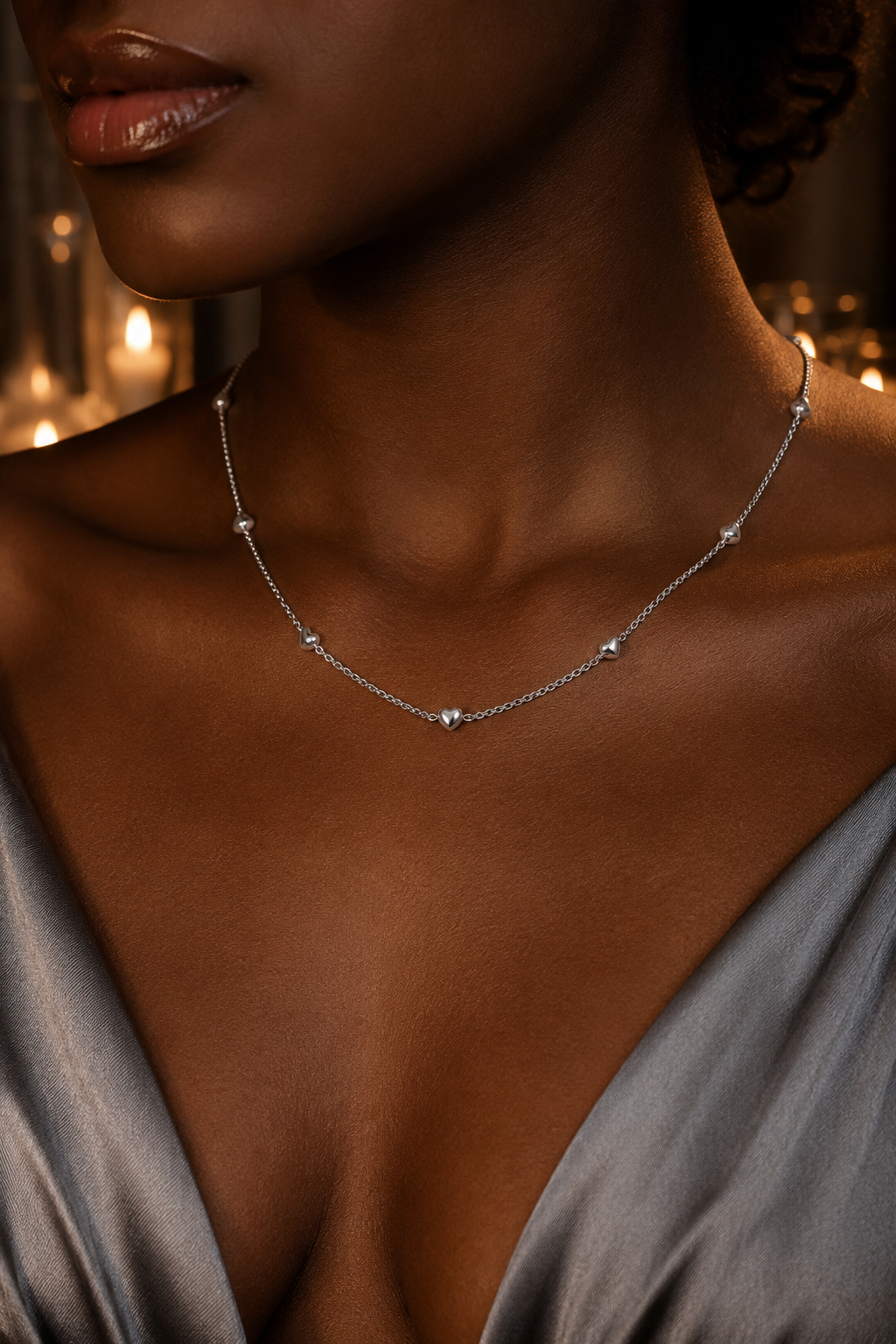 Heart Station Chain Silver