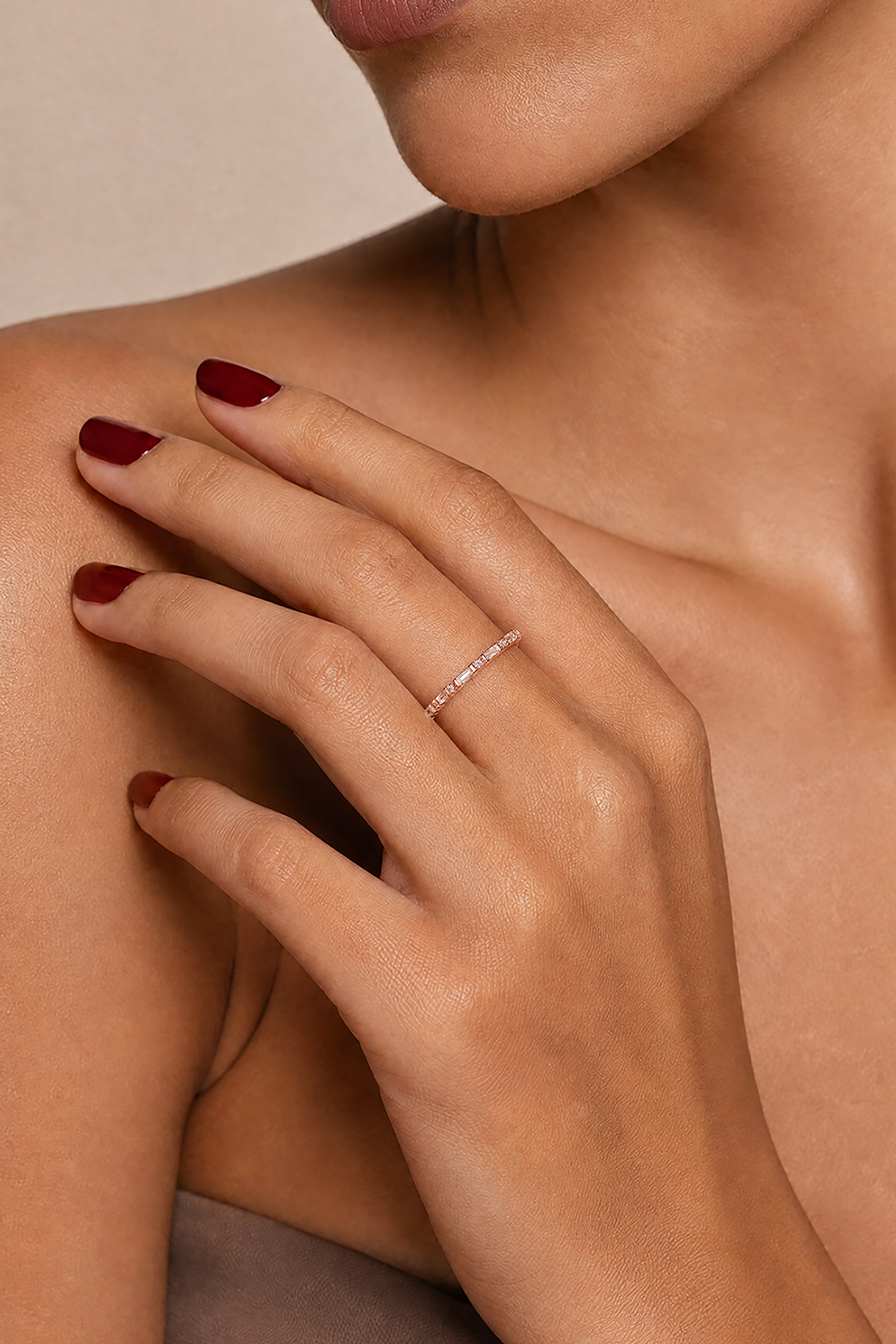 Baguette Stack Ring Rose Gold by Clair de Lune