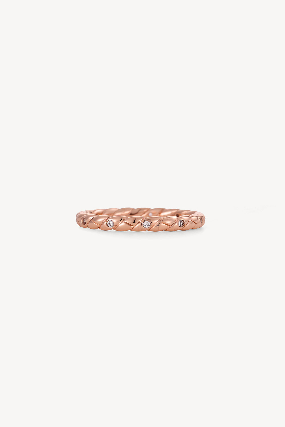 Twisted Crystal Ring Rose Gold