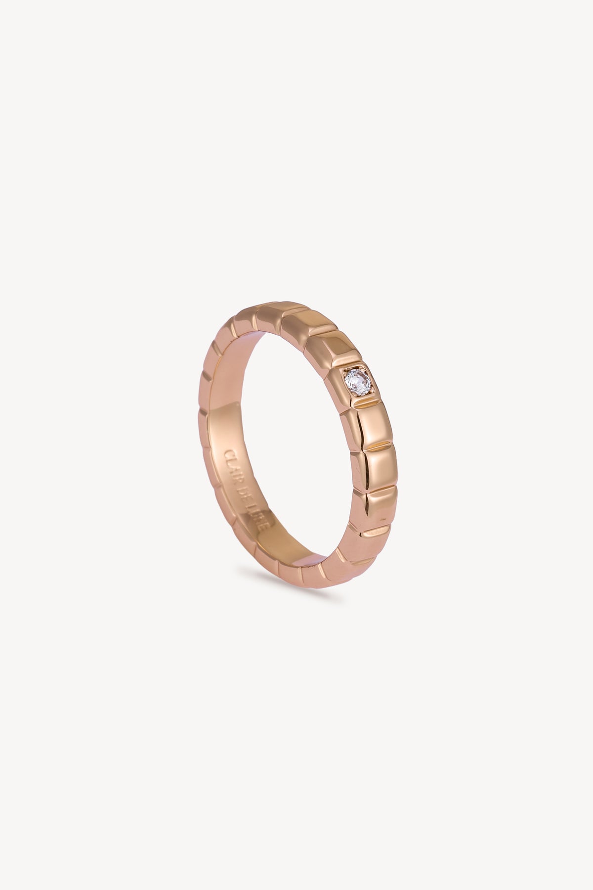 Square Zircon Band Ring Rose Gold by Clair de Lune