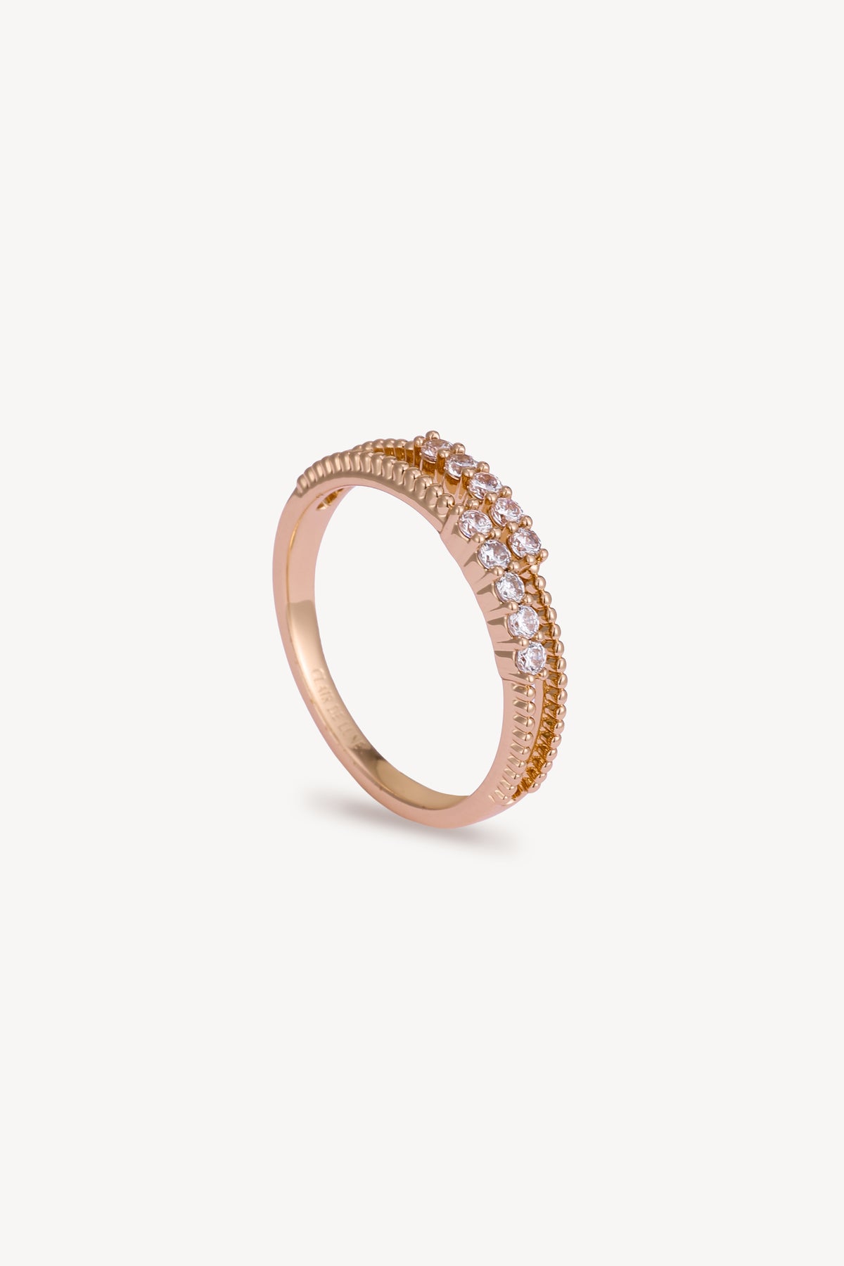 Dual Band Crystal Ring Rose Gold by Clair de Lune