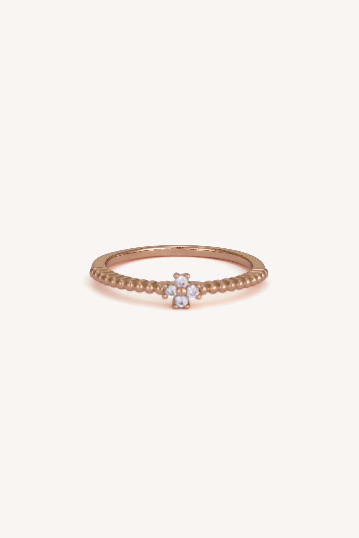 Clover Beaded Ring Rose Gold by Clair de Lune
