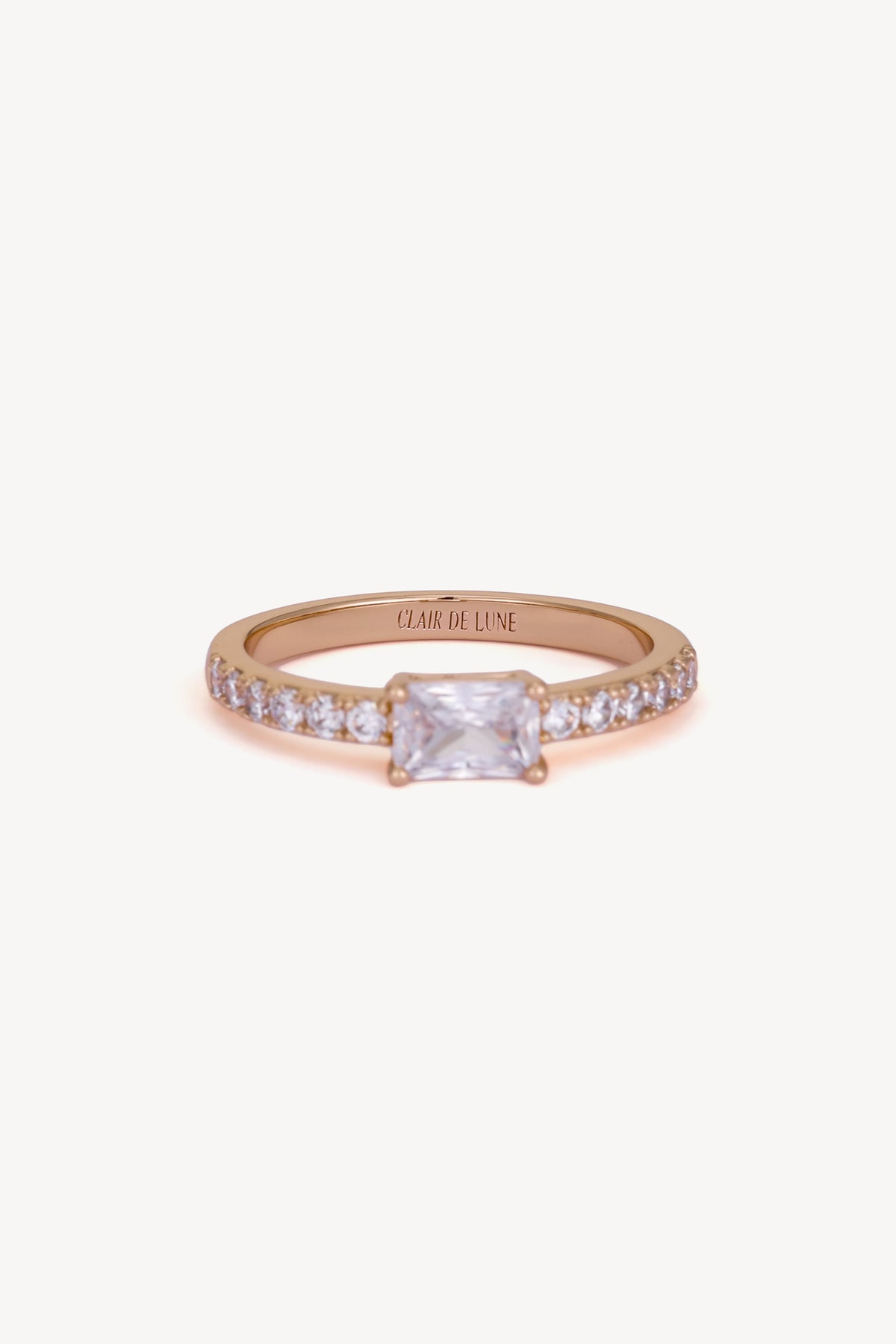 Baguette Stackable Ring Rose Gold by Clair de Lune