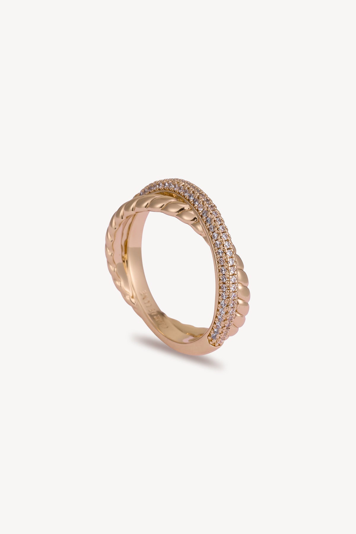 Twist Pave Stack Ring Rose Gold by Clair de Lune