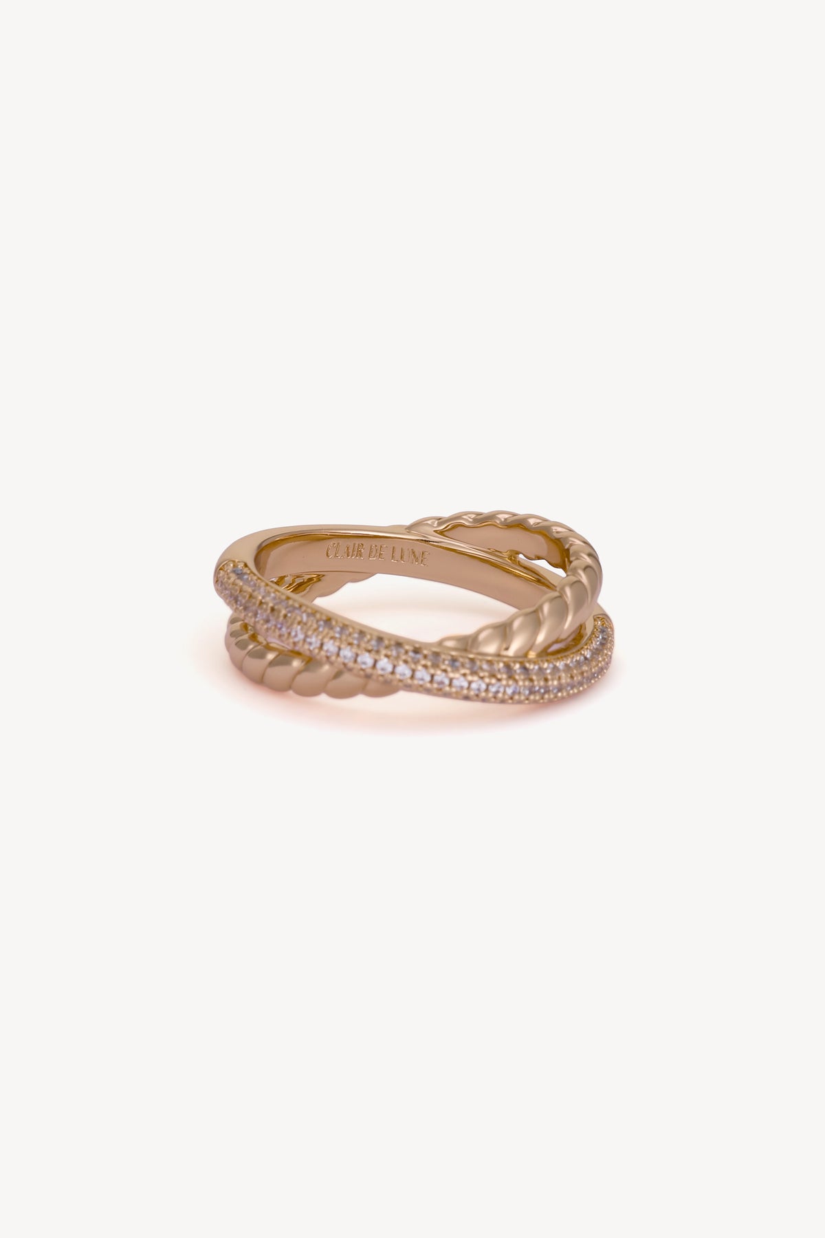 Twist Pave Stack Ring Rose Gold by Clair de Lune