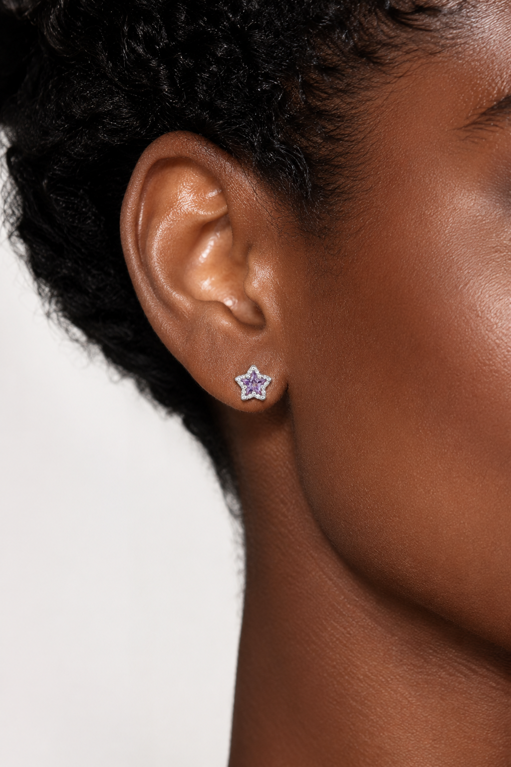 Star Purple Studs Silver