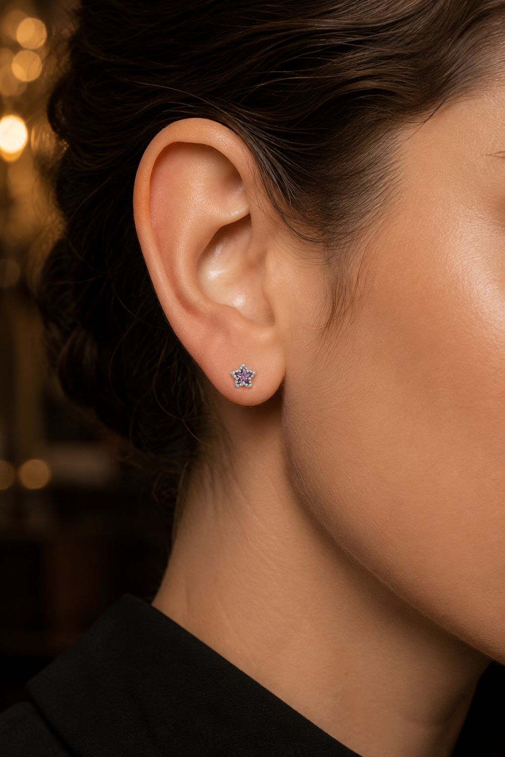 Star Purple Studs Silver