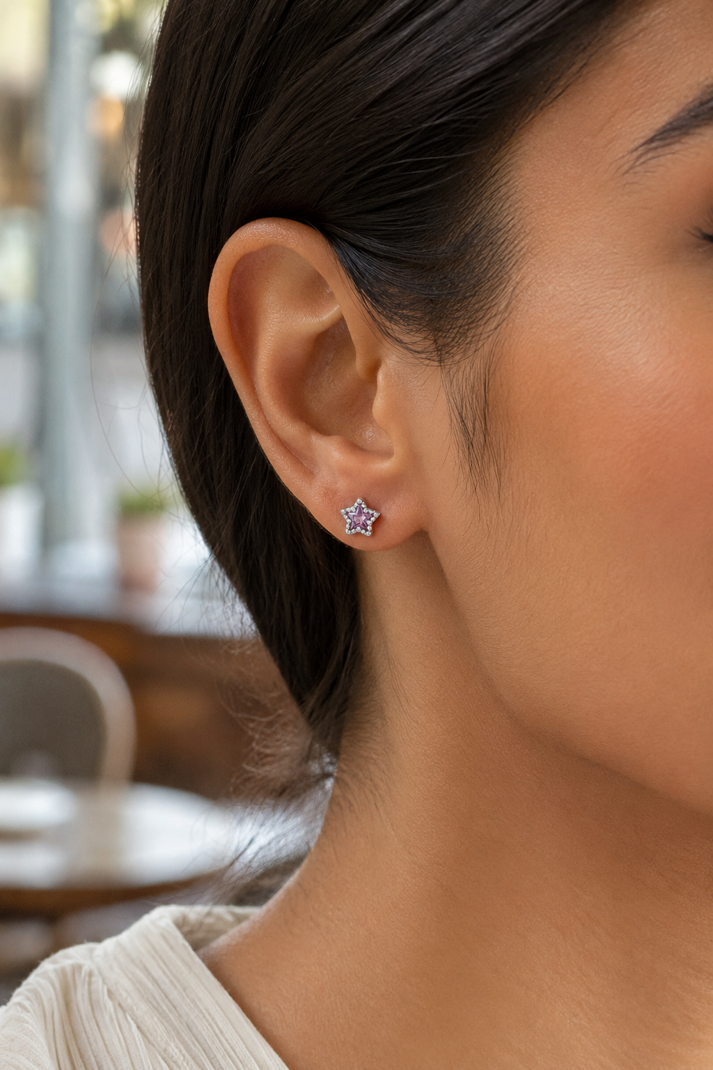 Star Purple Studs Silver