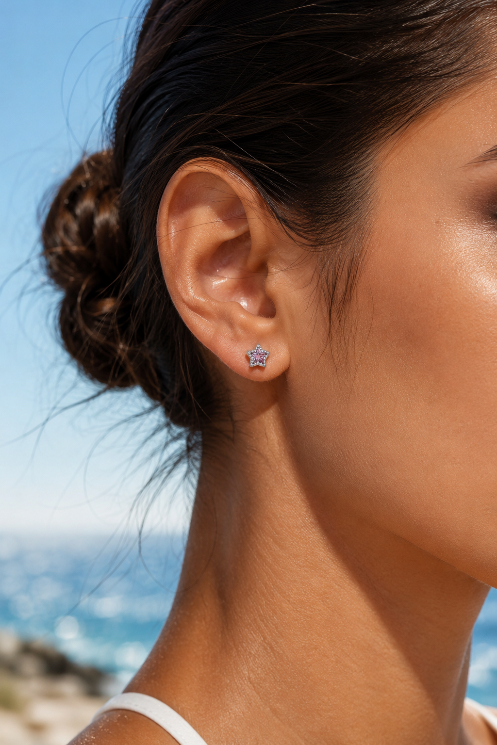Star Purple Studs Silver