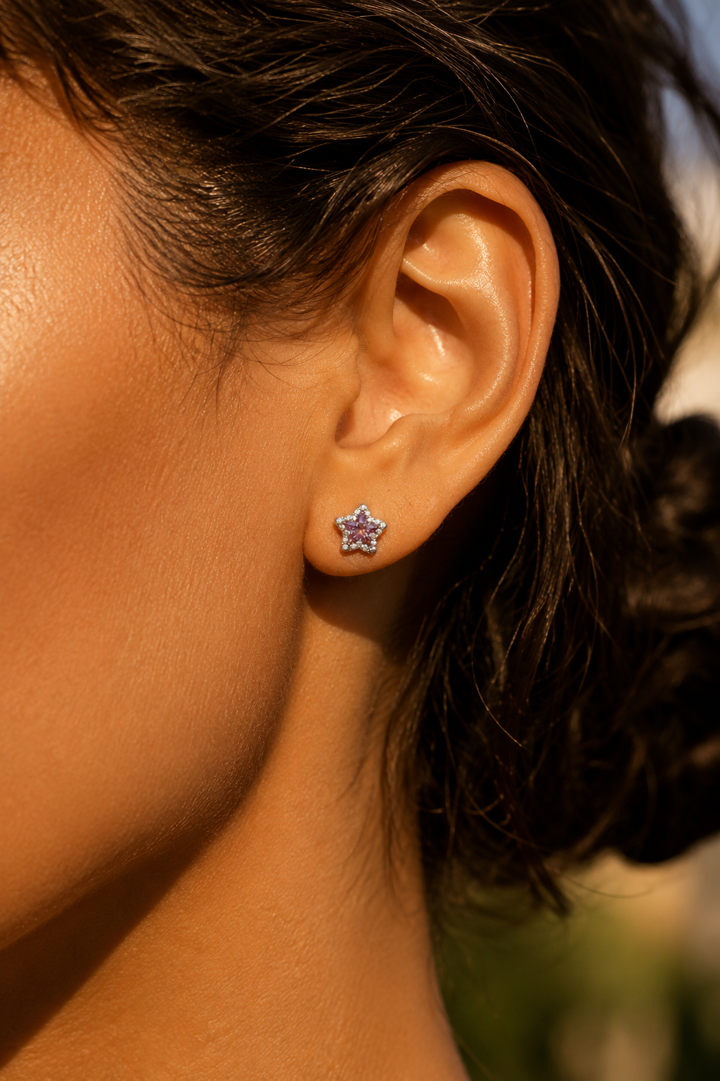 Star Purple Studs Silver