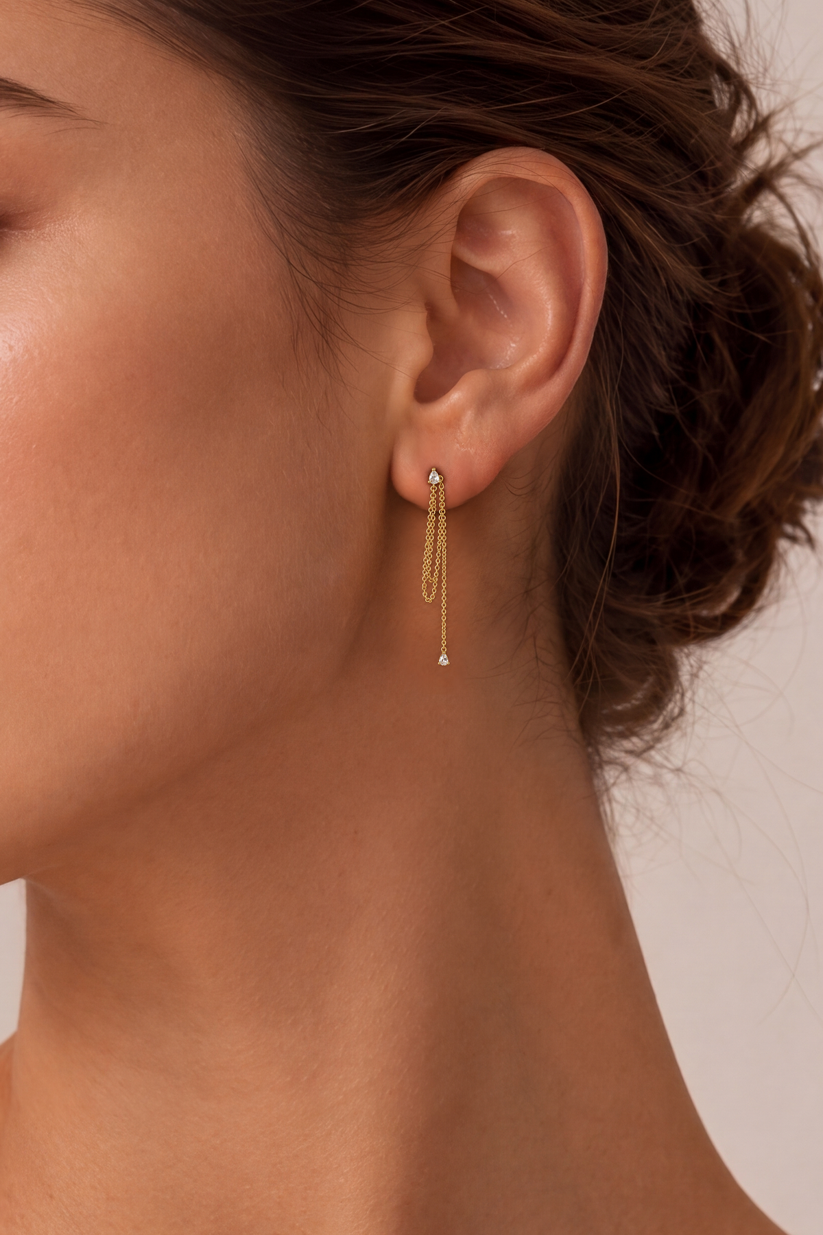 Pear Chain Single Earring Gold