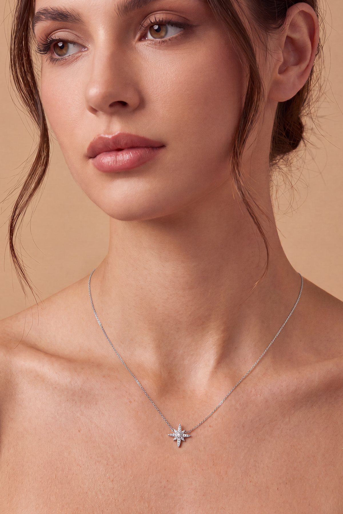 Model wearing Glow Cross Chain Silver – Clair de Lune