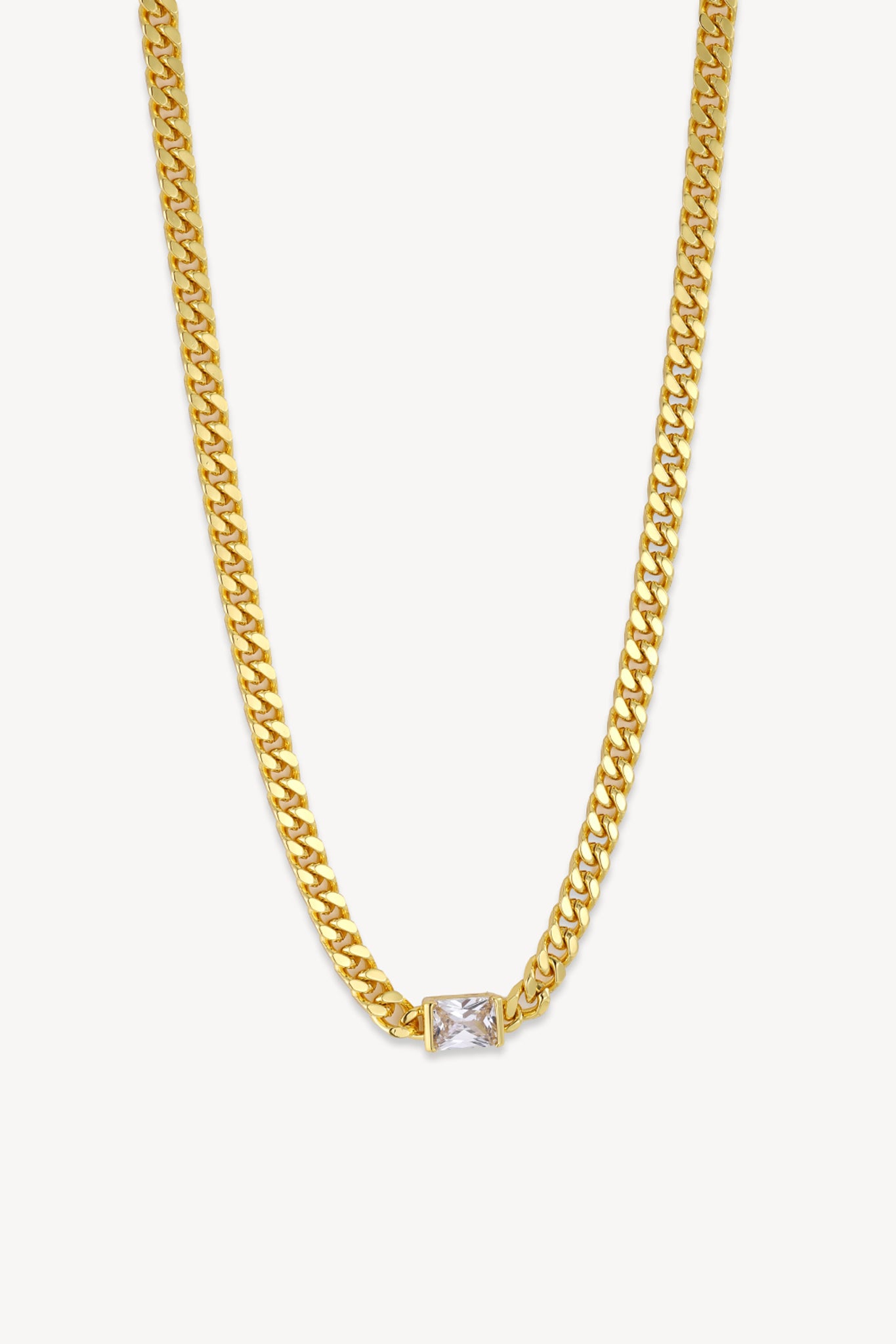 Solitaire Curb Necklace Gold
