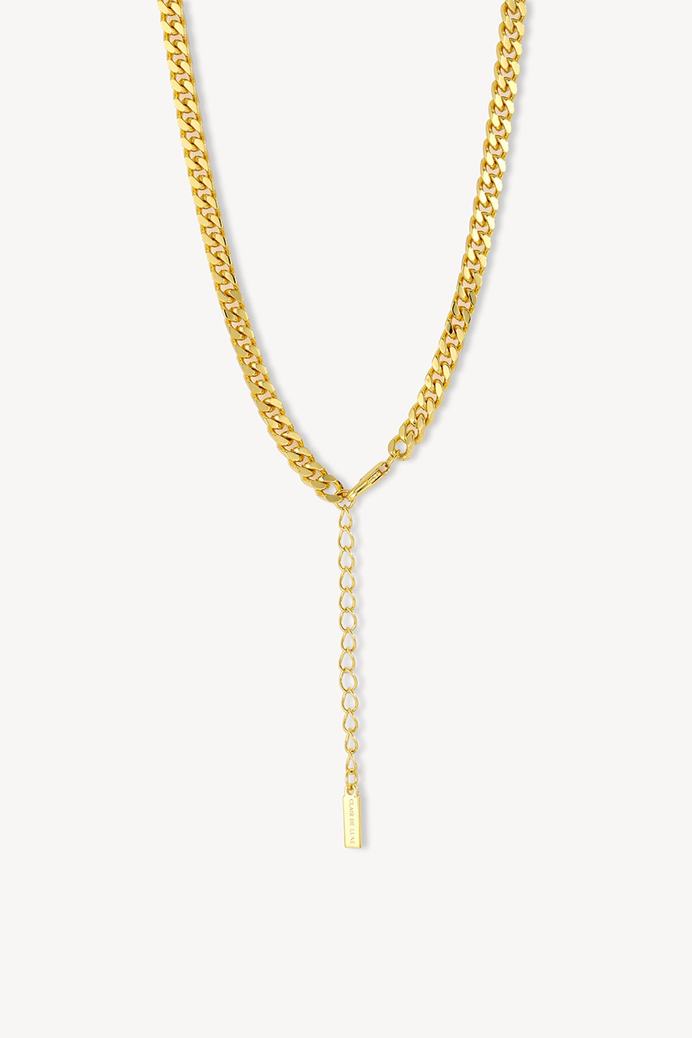 Solitaire Curb Necklace Gold
