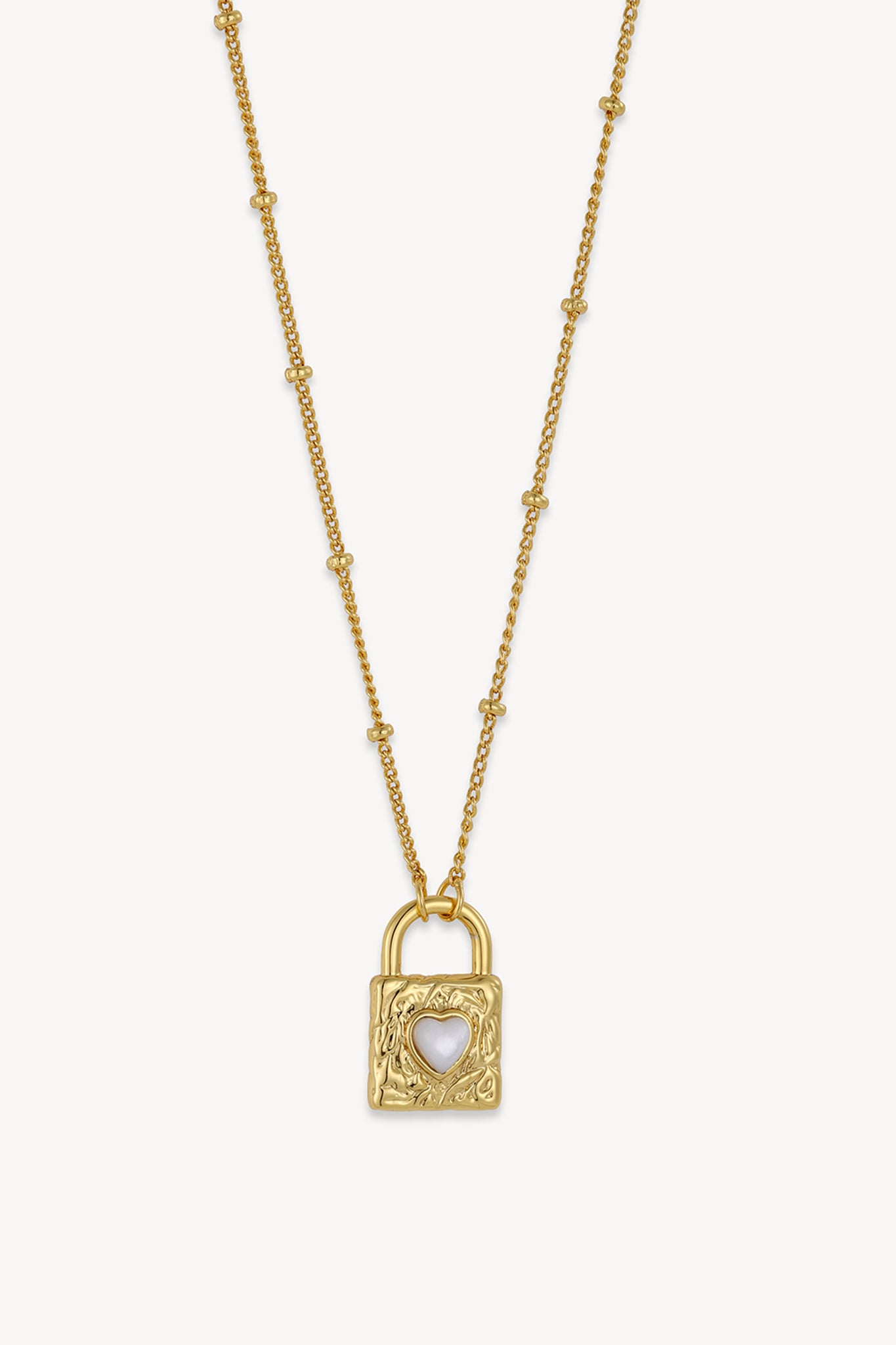 Heart Shell Lock Necklace Gold