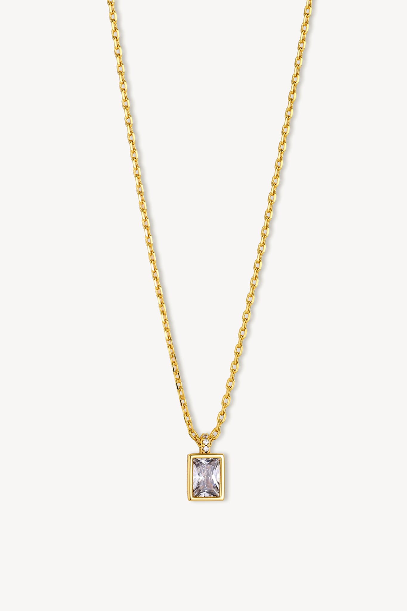 Square Solitaire Necklace Gold