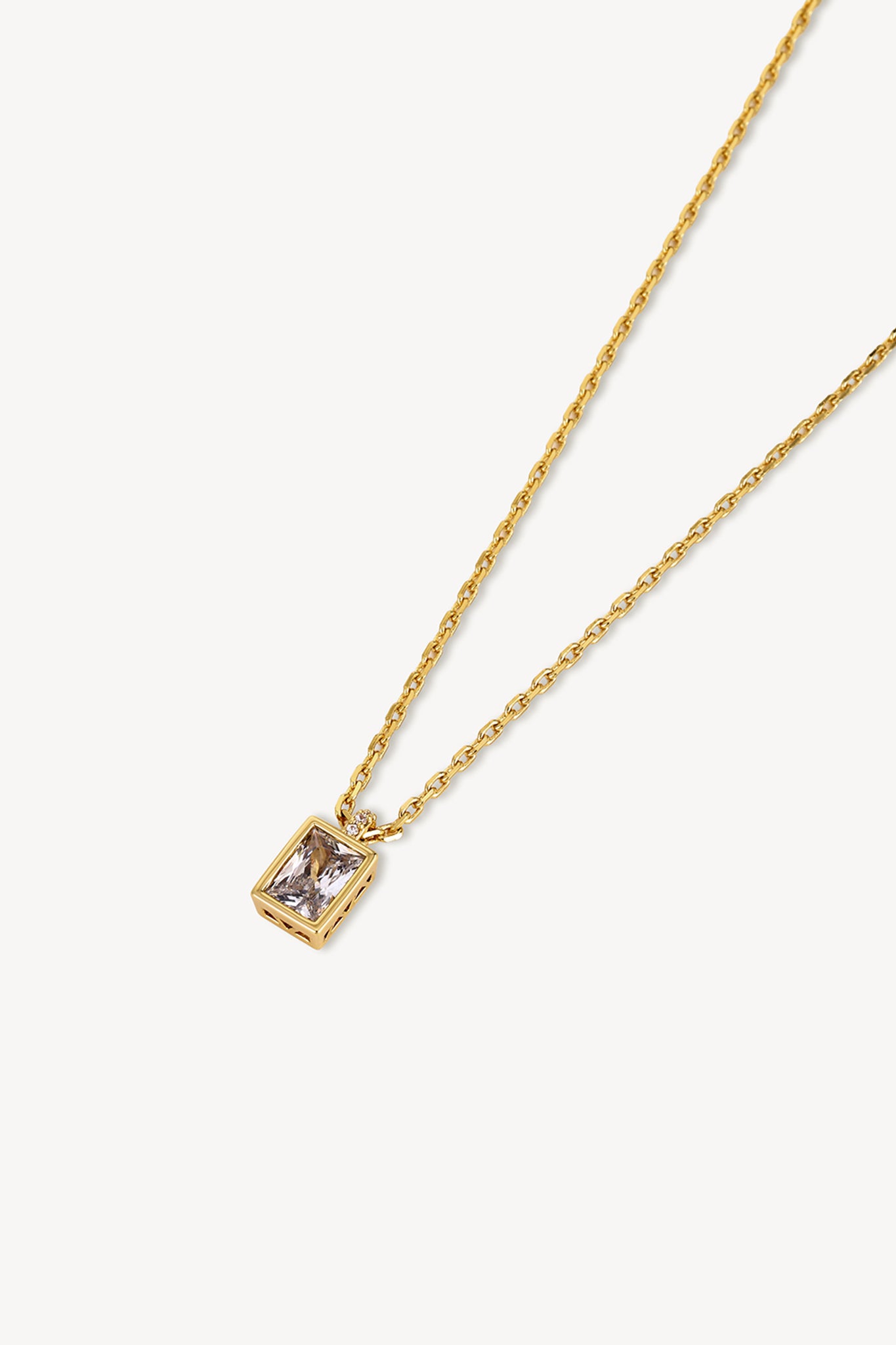 Square Solitaire Necklace Gold