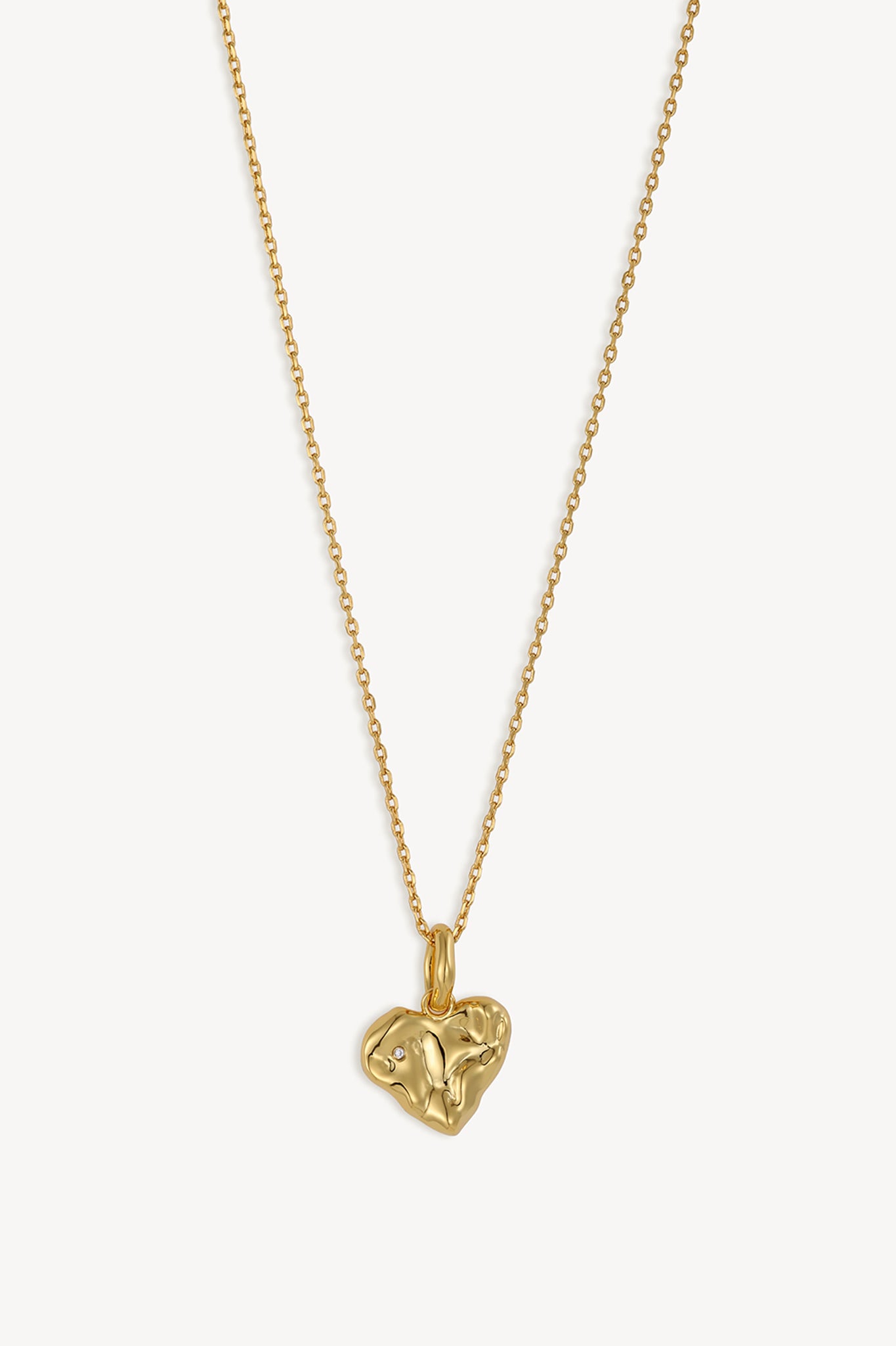Sculpture Heart Necklace Gold