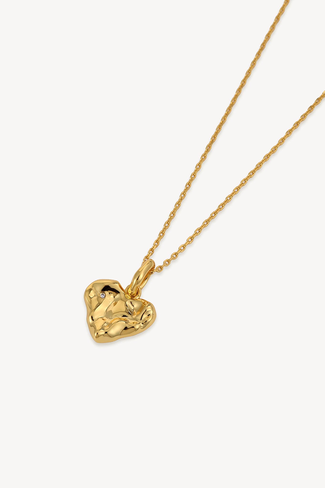 Sculpture Heart Necklace Gold