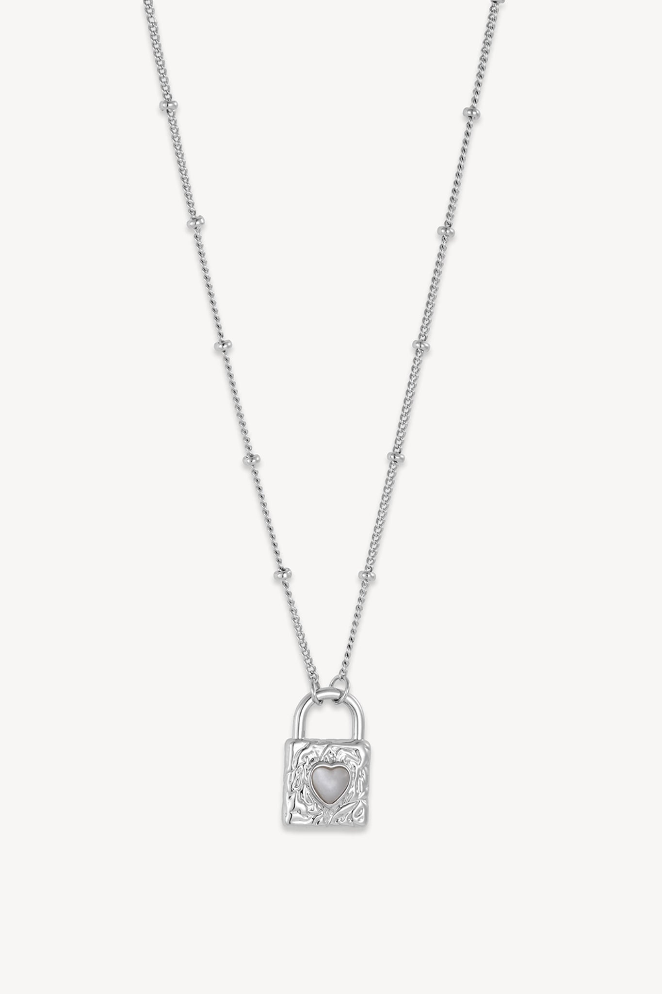 Heart Shell Lock Necklace Silver