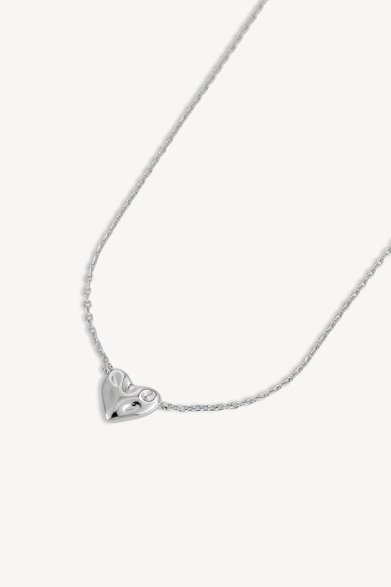 Puffy Heart Necklace Silver