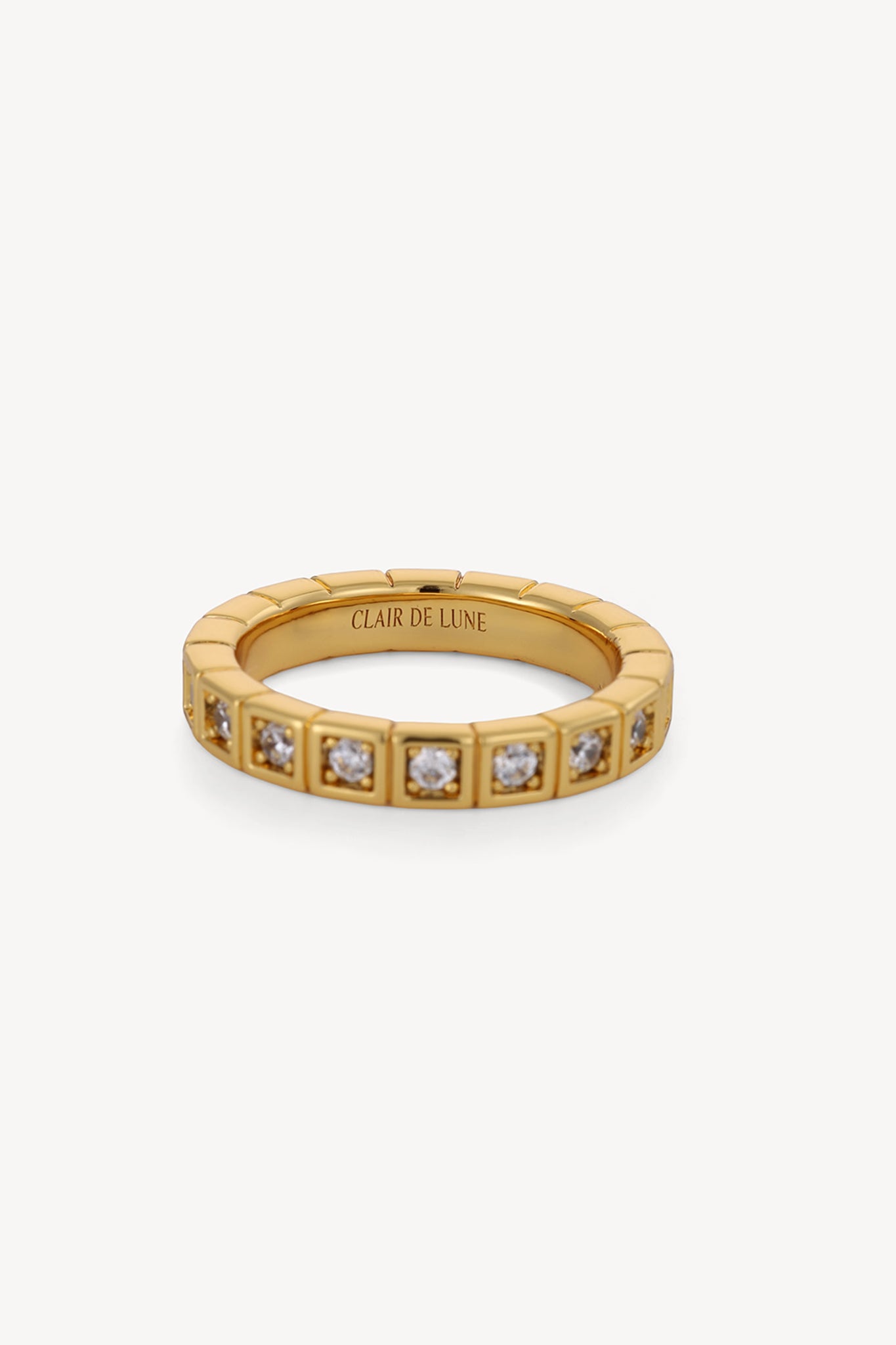Square Crystal Band Ring Gold