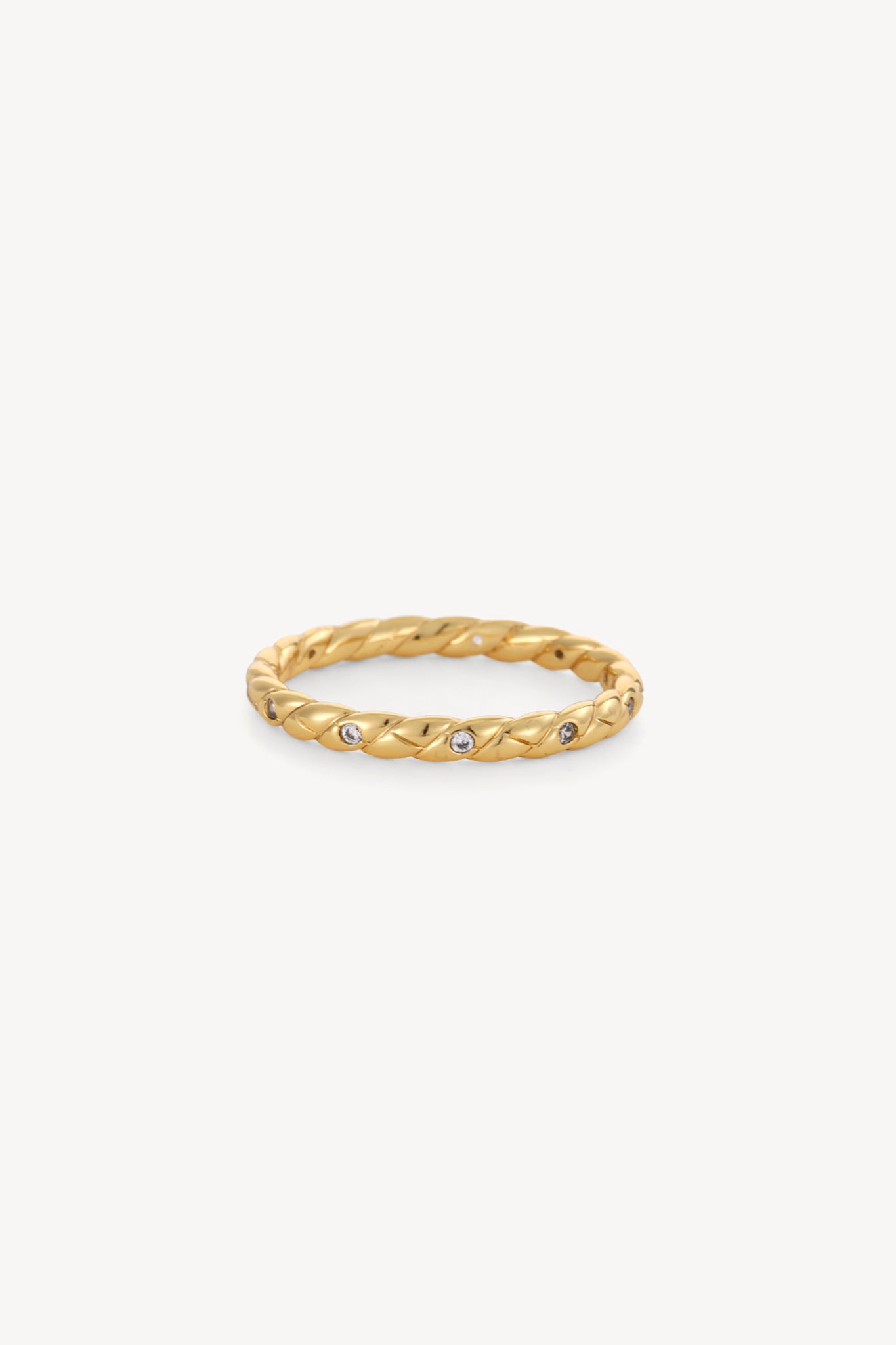 Twisted Crystal Ring Gold