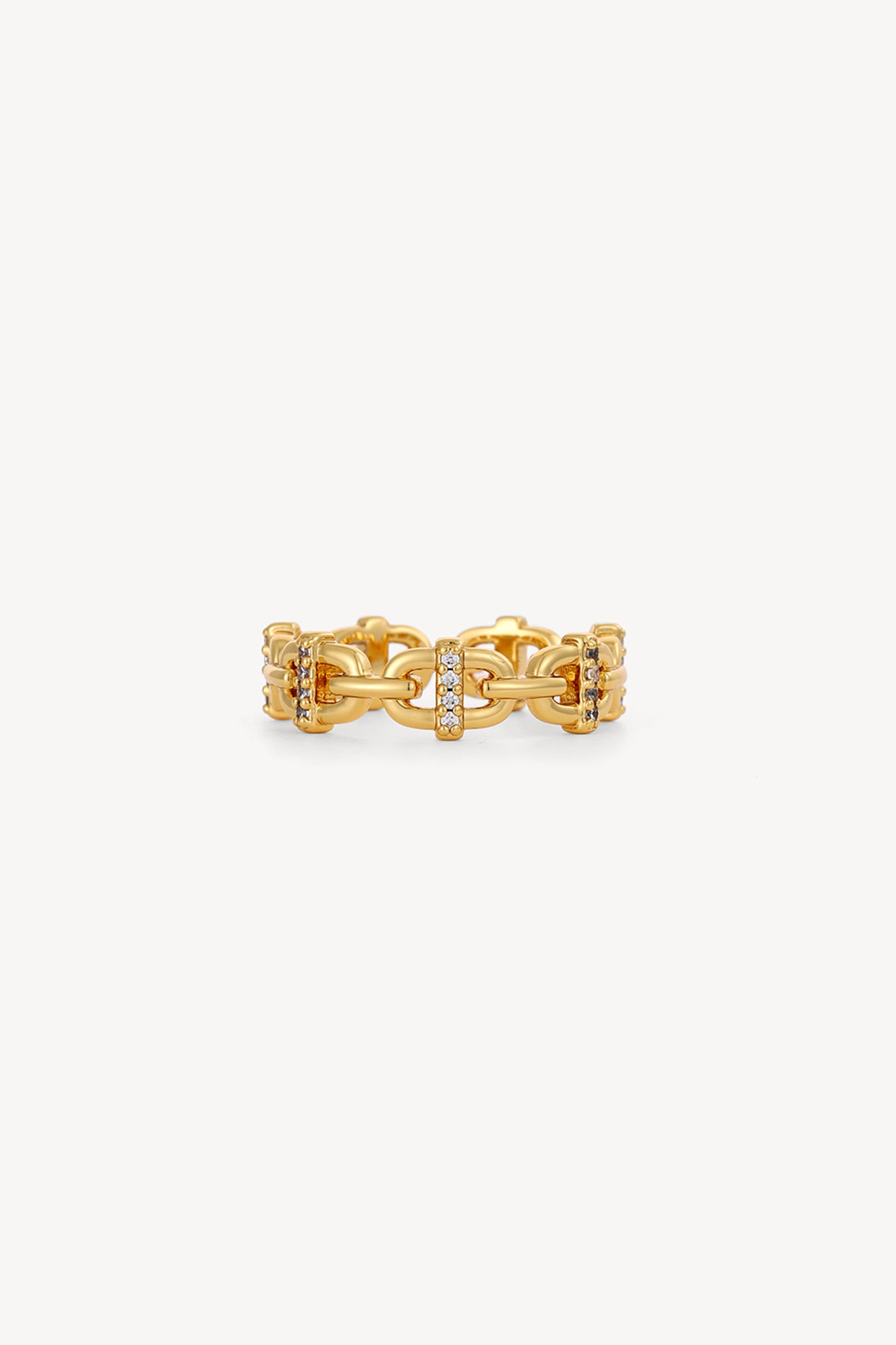 Chain Link Zircon Ring Gold
