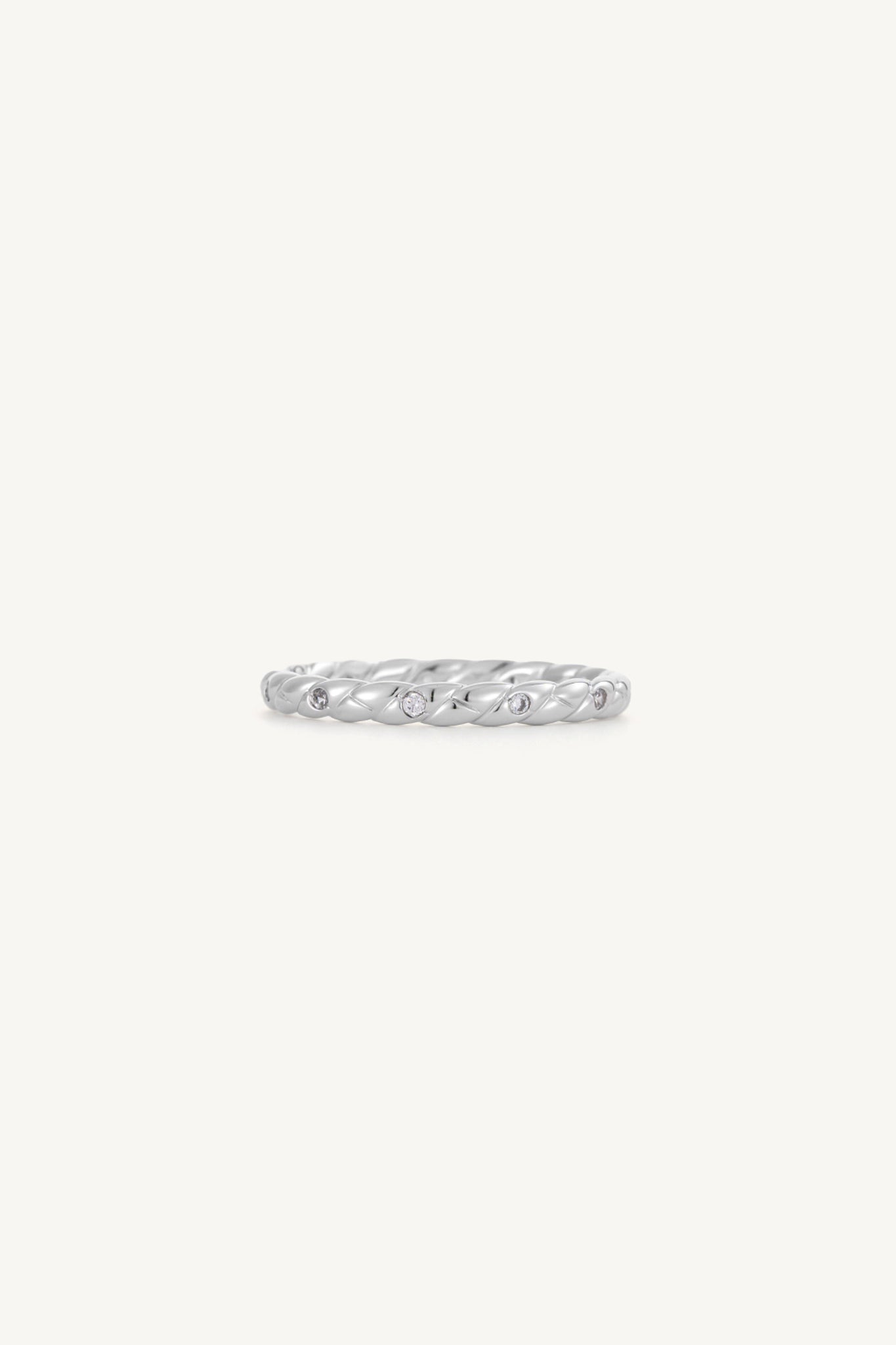 Twisted Crystal Ring Silver
