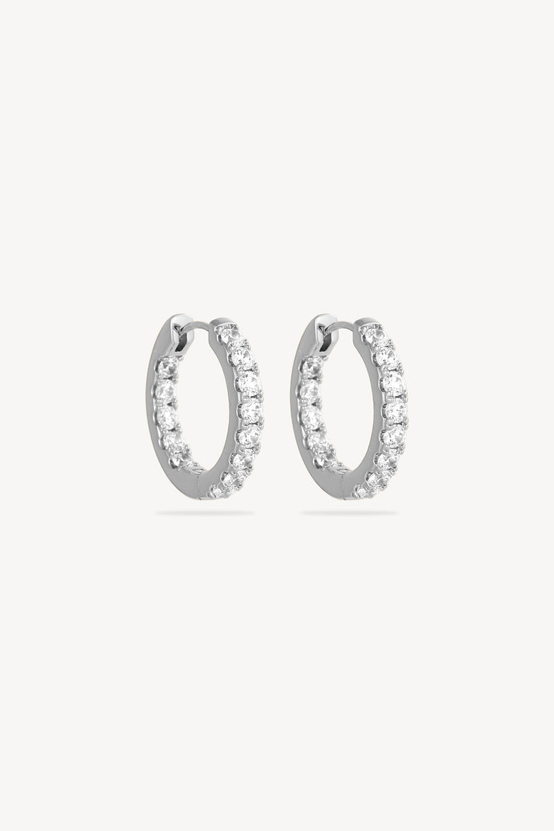 Silver huggie earrings for earring stacking