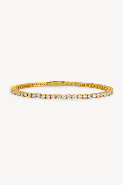 White Luster Tennis Bracelet Gold – Tennis Bracelets at Clair de Lune