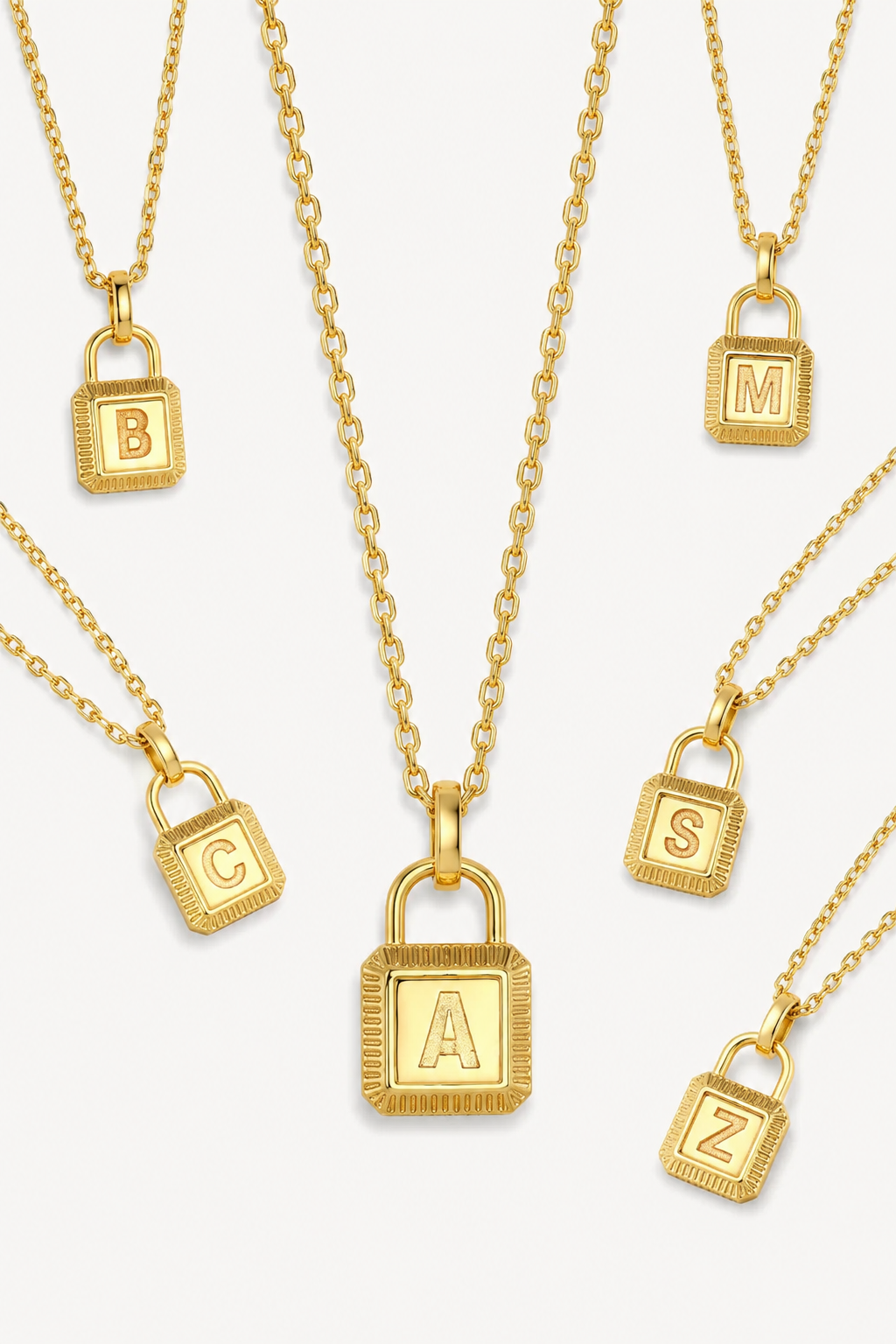 Initial Letter Lock Necklace Gold – Necklaces at Clair de Lune