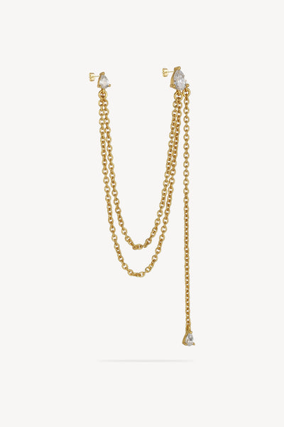 Pear Chain Single Earring Gold – Single Earrings at Clair de Lune