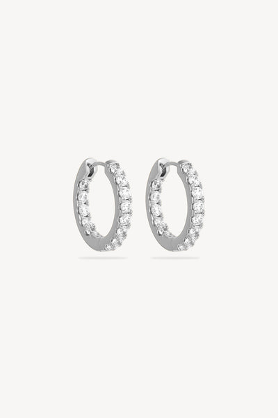 Channel Set CZ Huggie Silver – Huggie Earrings at Clair de Lune