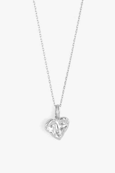Sculpture Heart Necklace Silver – Silver Necklaces at Clair de Lune