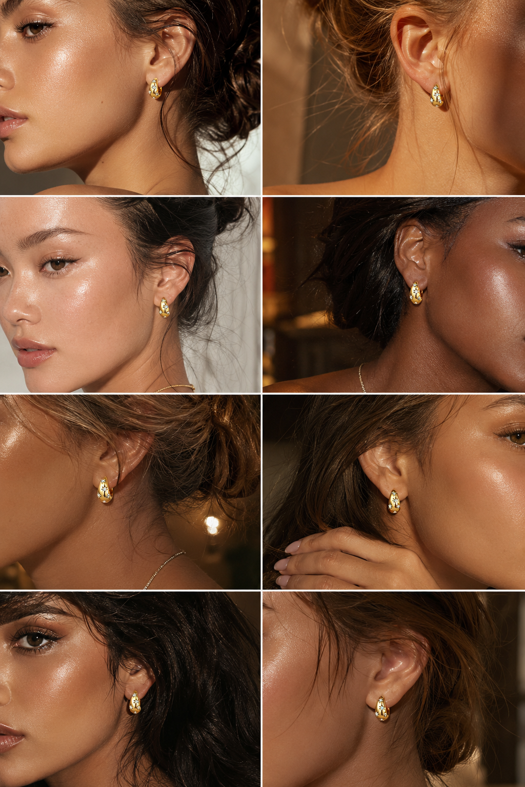 Star Engraved Teardrop Earrings Gold