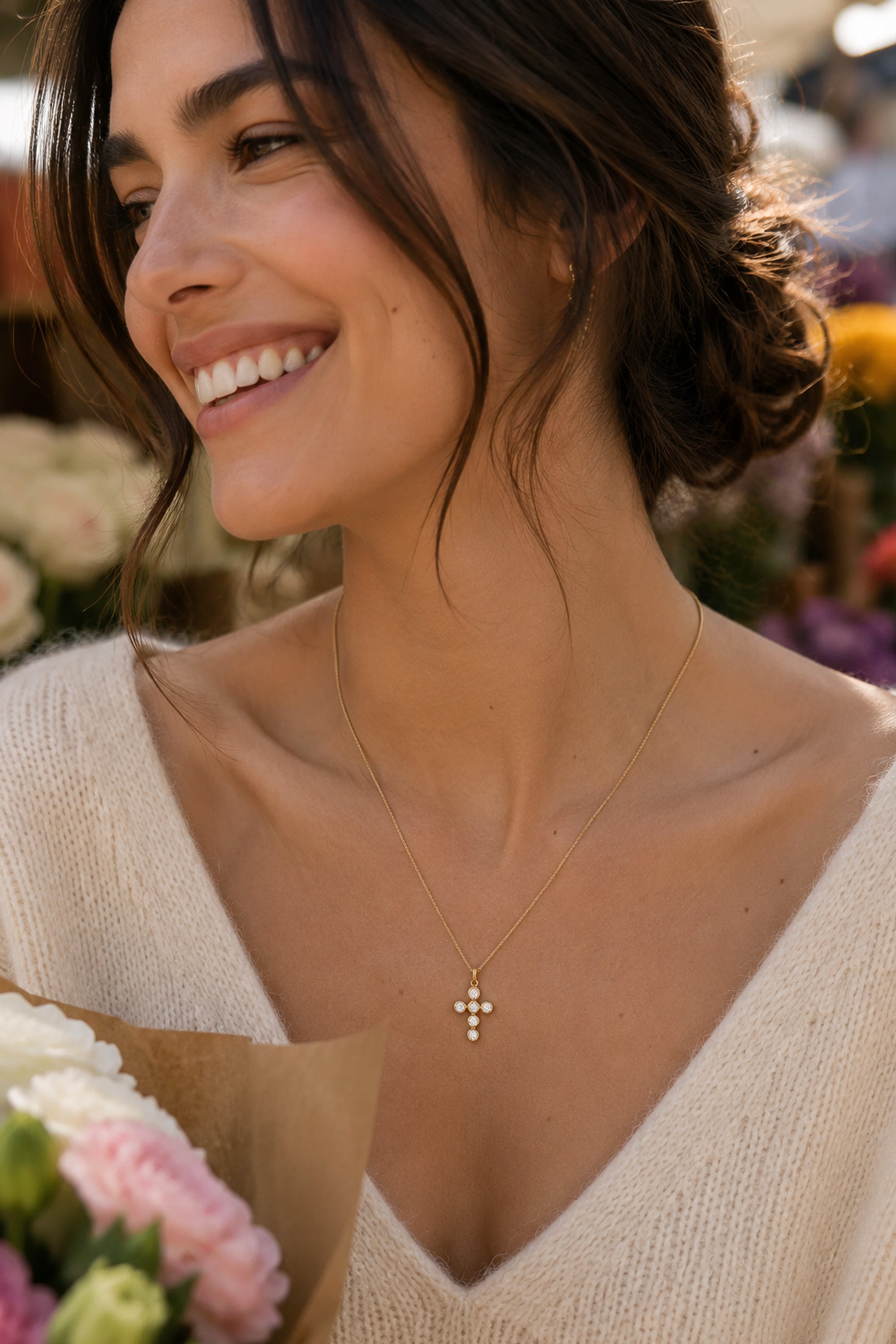 Flux Cross Necklace Gold